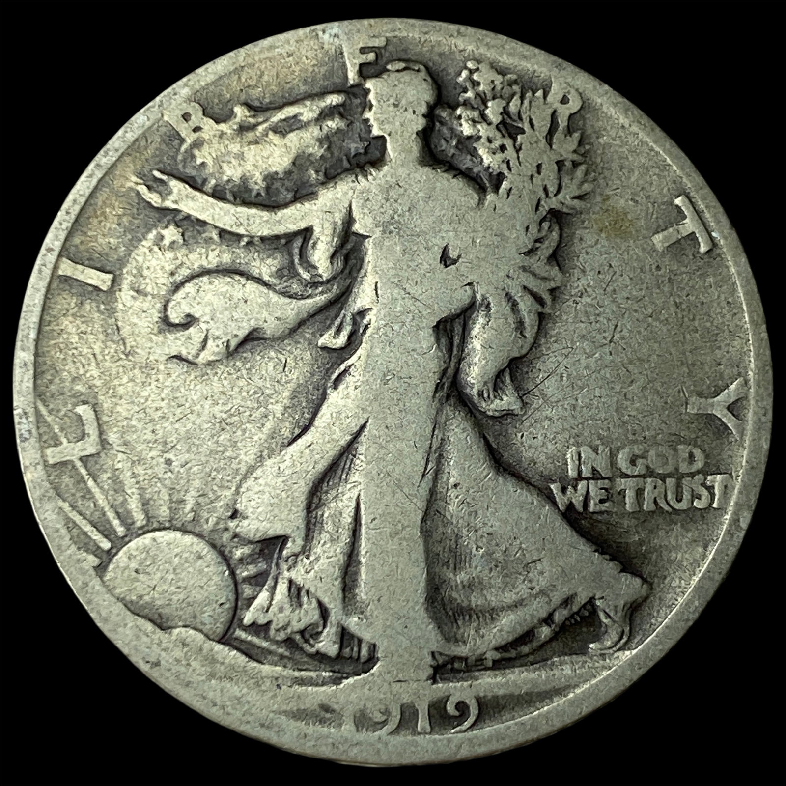 1919-D Silver Walking Liberty Half Dollar NICELY CIRCULATED: 1919-D Silver Walking Liberty Half Dollar NICELY CIRCULATED