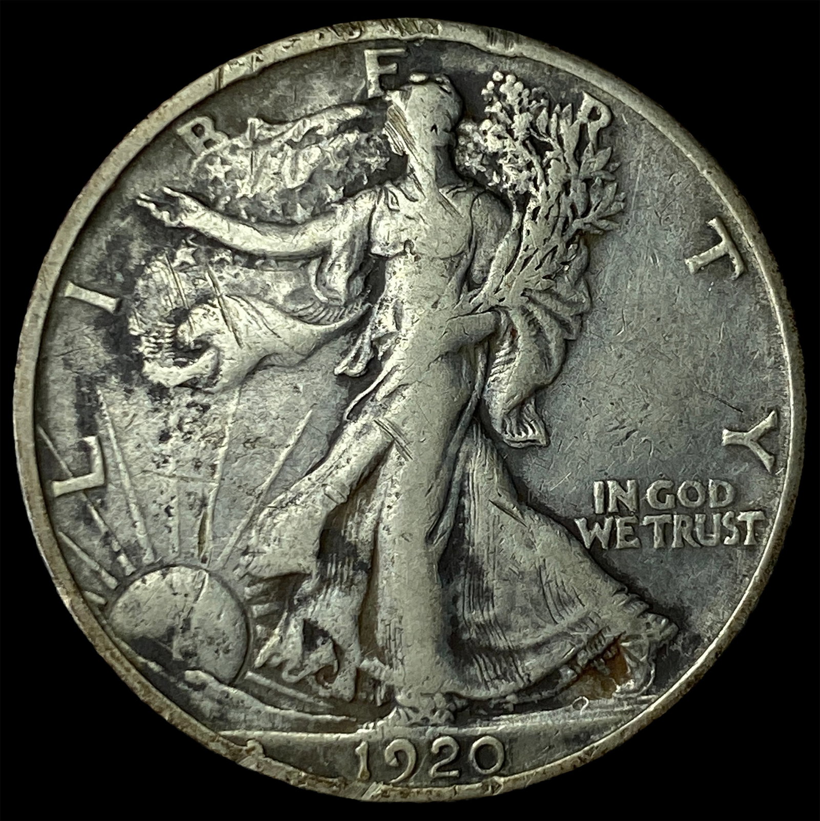 1920-S Silver Walking Liberty Half Dollar NEARLY UNCIRCULATED: 1920-S Silver Walking Liberty Half Dollar NEARLY UNCIRCULATED