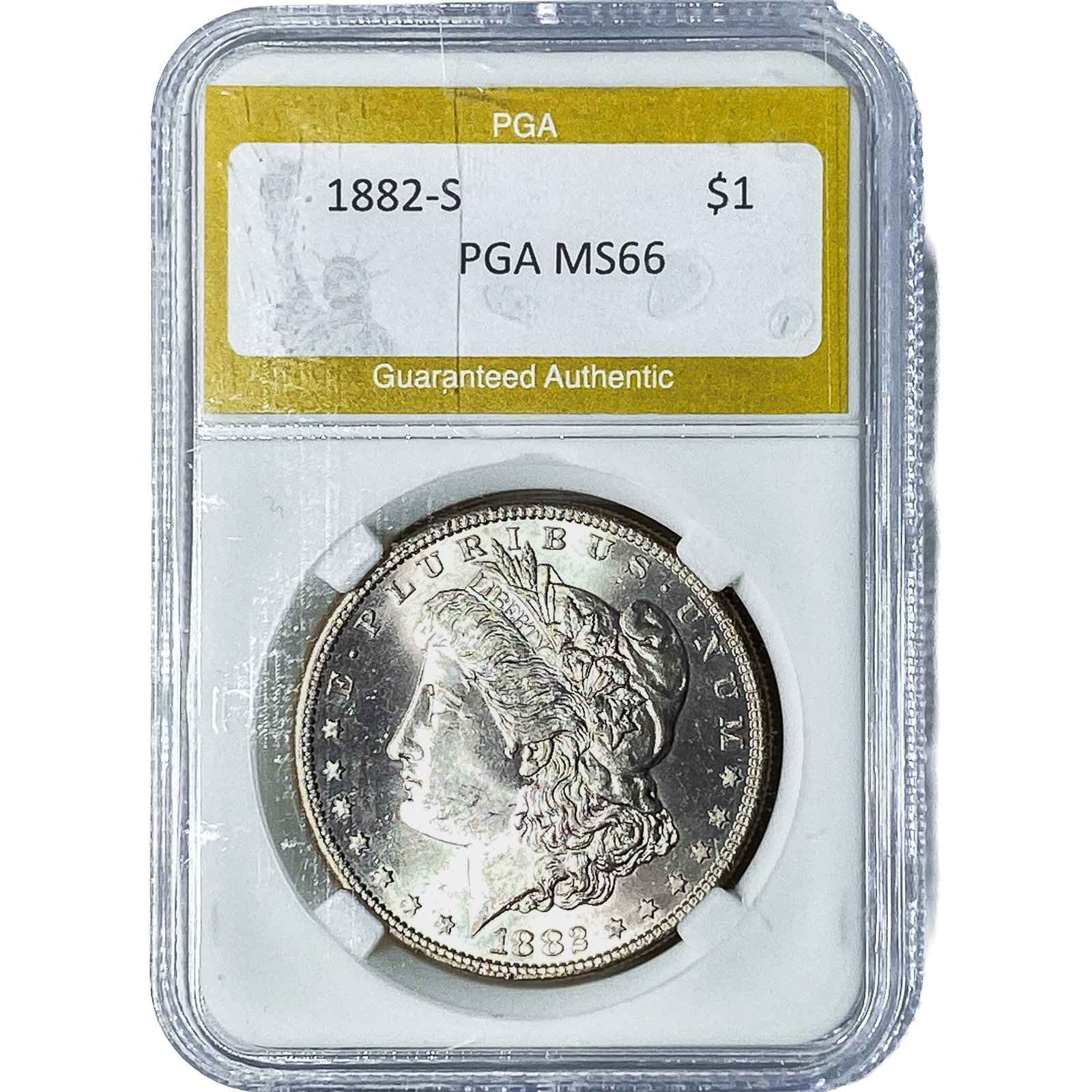 1882-S Morgan Silver Dollar PGA MS66: 1882-S Morgan Silver Dollar PGA MS66