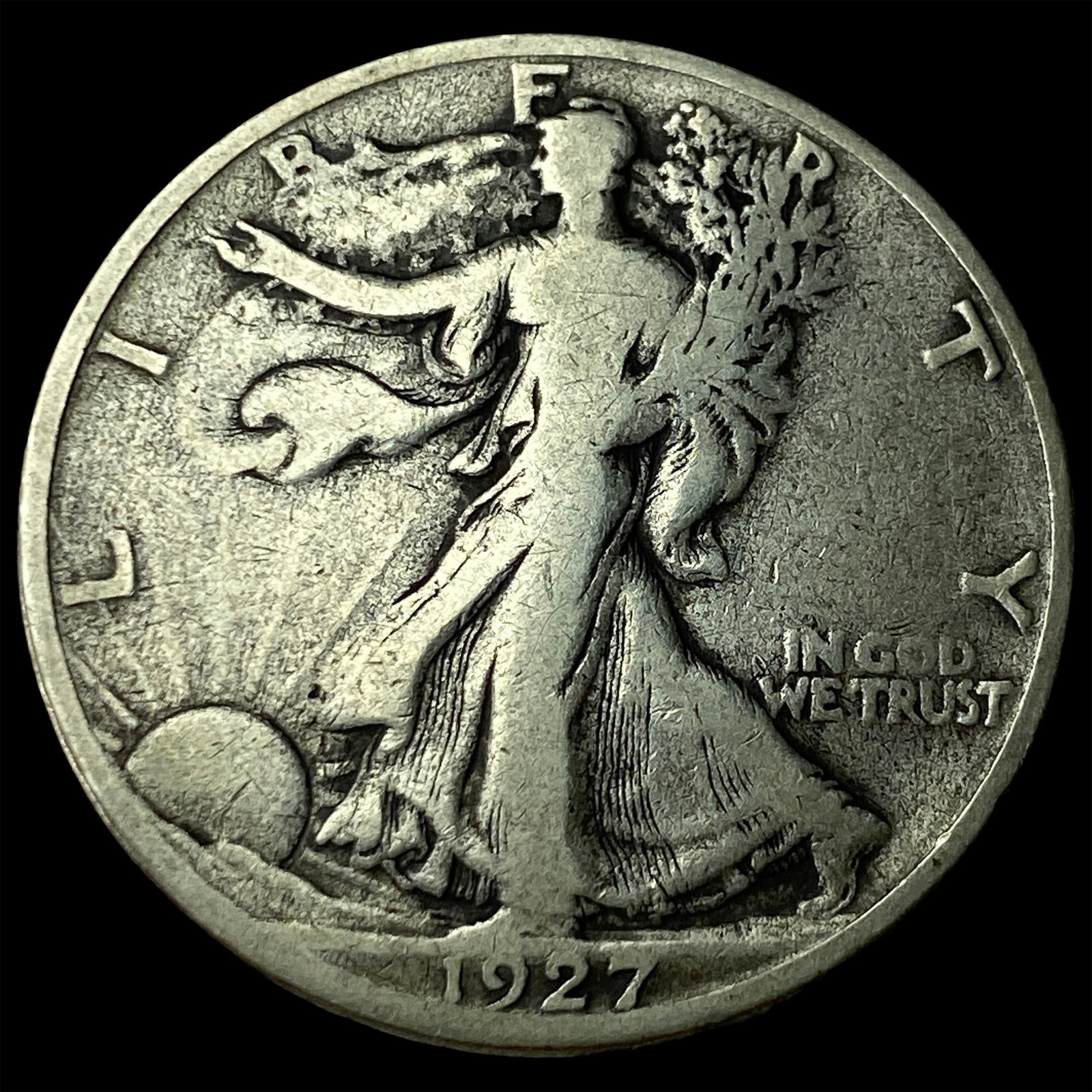 1927-S Silver Walking Liberty Half Dollar NICELY CIRCULATED: 1927-S Silver Walking Liberty Half Dollar NICELY CIRCULATED