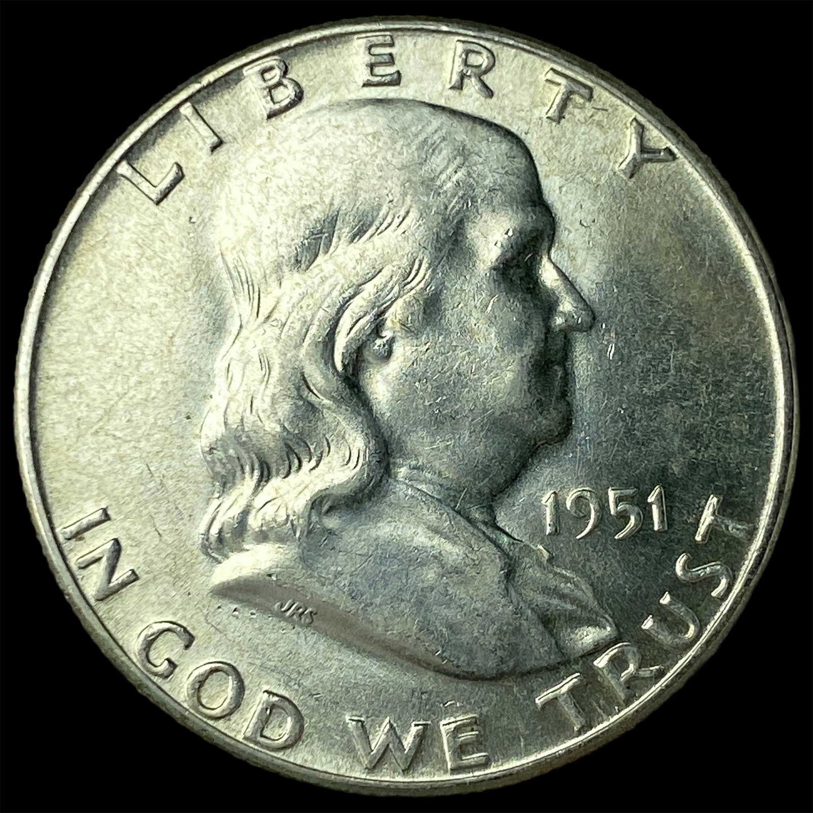 1951-S Silver Half Dollar Franklin CLOSELY UNCIRCULATED: 1951-S Silver Half Dollar Franklin CLOSELY UNCIRCULATED