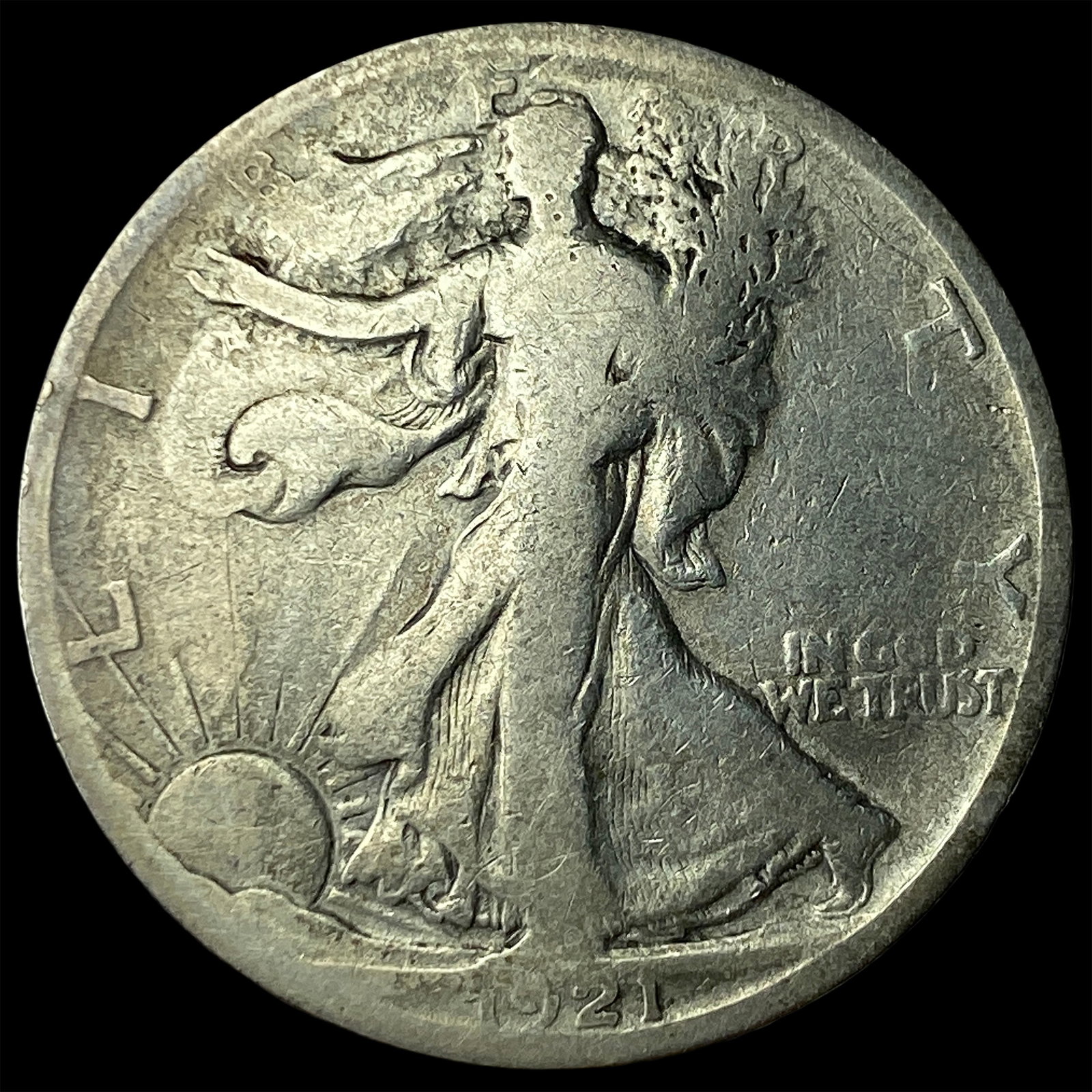 1921-S Silver Walking Liberty Half Dollar LIGHTLY CIRCULATED: 1921-S Silver Walking Liberty Half Dollar LIGHTLY CIRCULATED