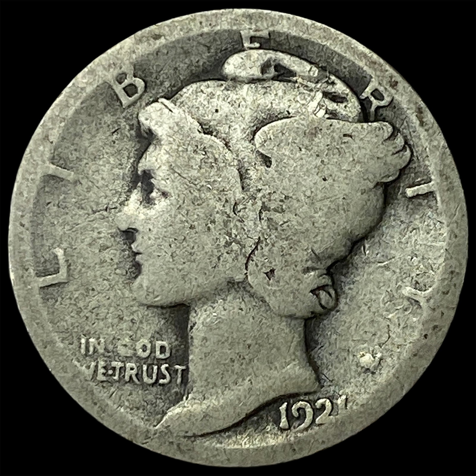 1921 Silver Mercury Dime LIGHTLY CIRCULATED: 1921 Silver Mercury Dime LIGHTLY CIRCULATED