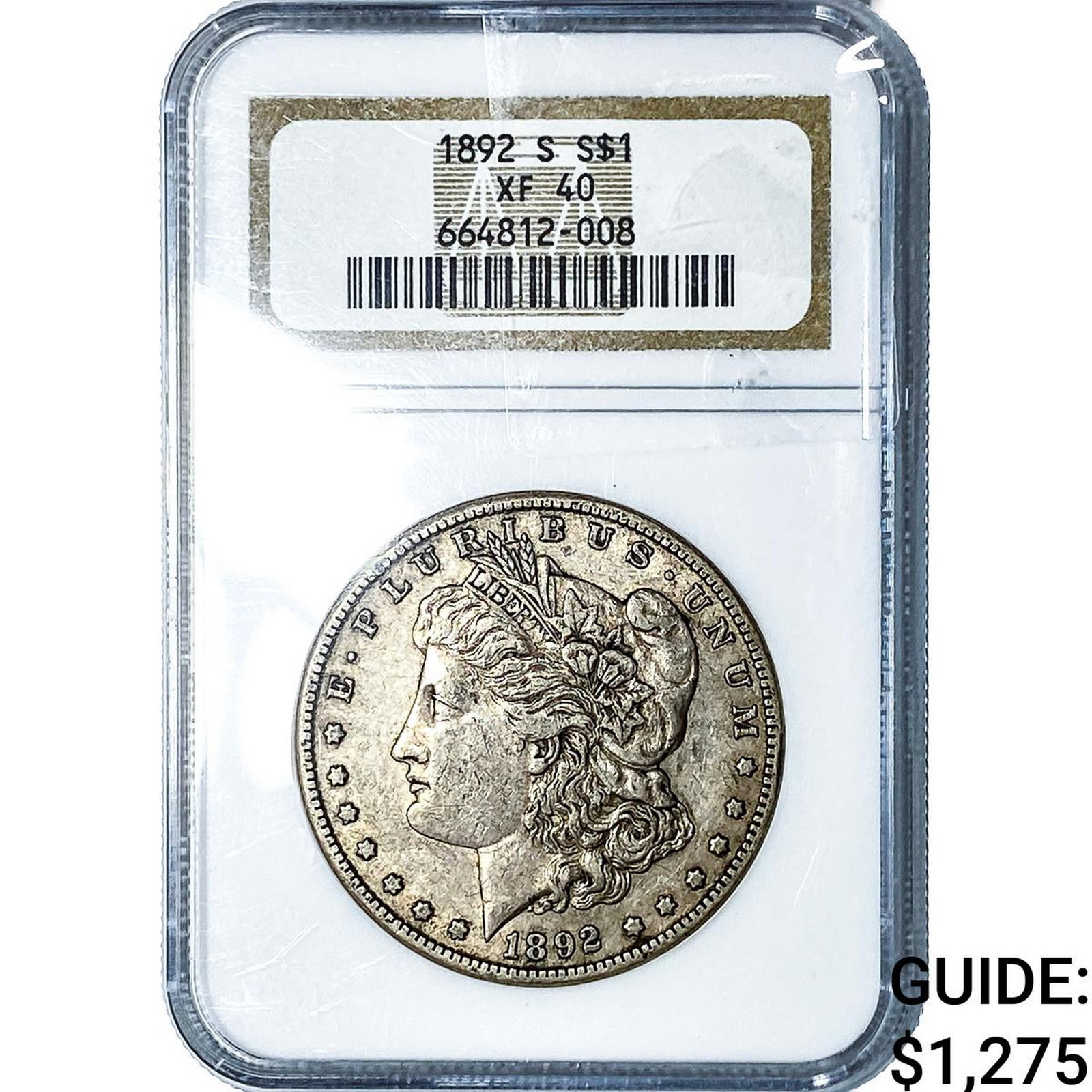 1892-S Morgan Silver Dollar NGC XF40: 1892-S Morgan Silver Dollar NGC XF40