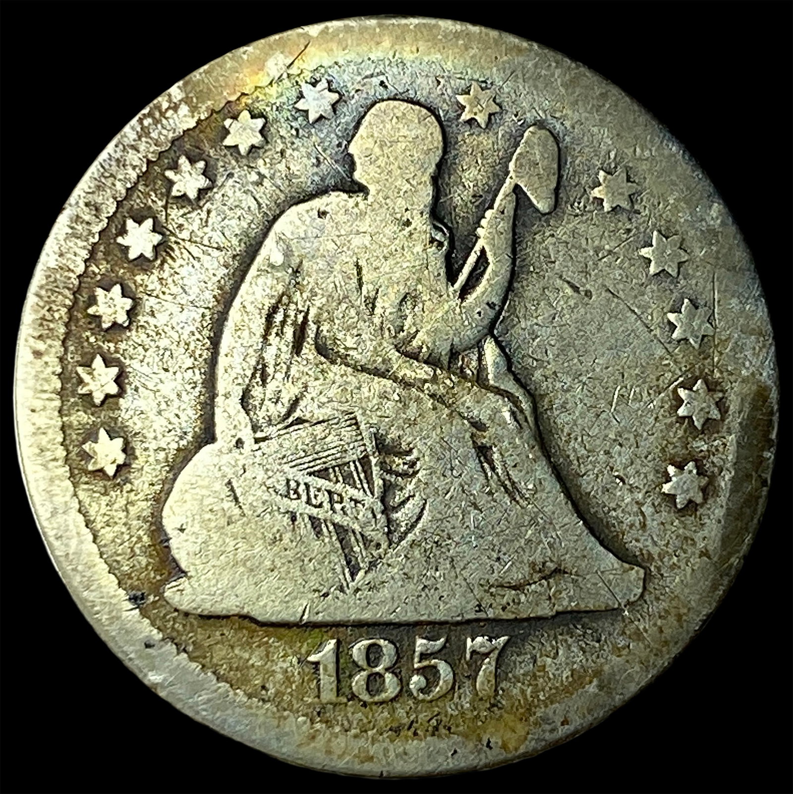 1857 Seated Liberty Quarter NICELY CIRCULATED: 1857 Seated Liberty Quarter NICELY CIRCULATED