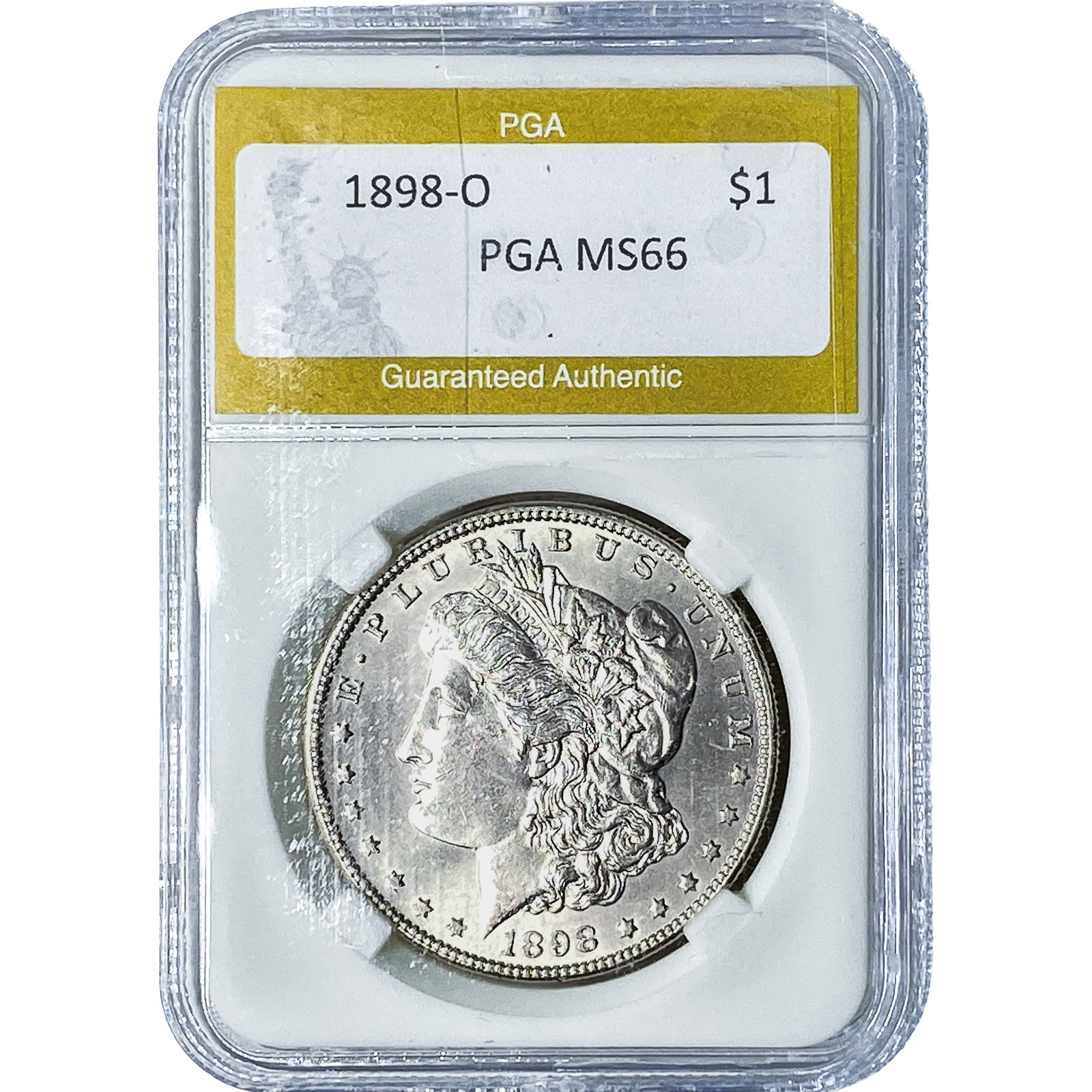 1898-O Morgan Silver Dollar PGA MS66: 1898-O Morgan Silver Dollar PGA MS66