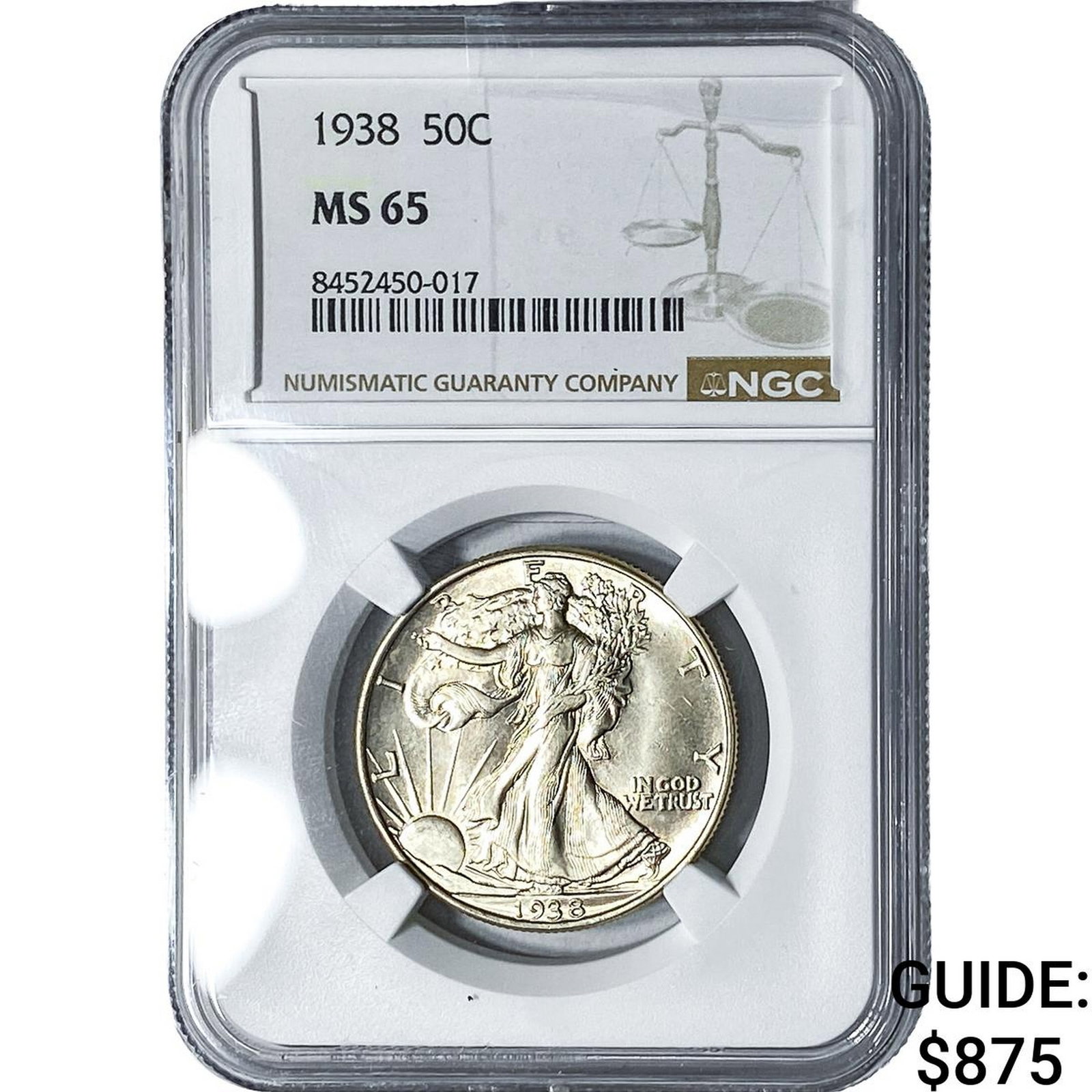 1938 Walking Liberty Half Dollar NGC MS65: 1938 Walking Liberty Half Dollar NGC MS65