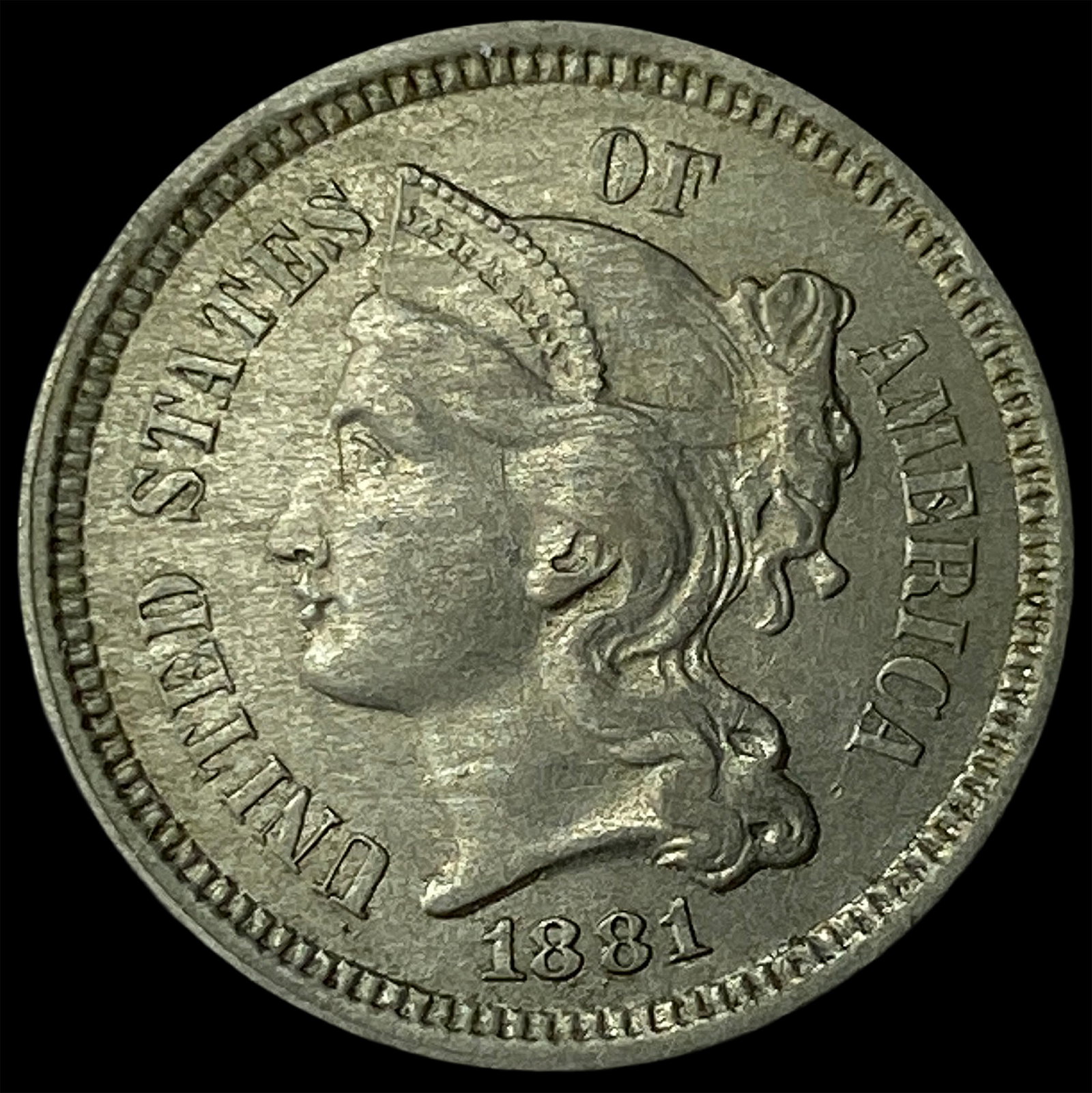 1881 Nickel Three-Cent Piece UNCIRCULATED: 1881 Nickel Three-Cent Piece UNCIRCULATED