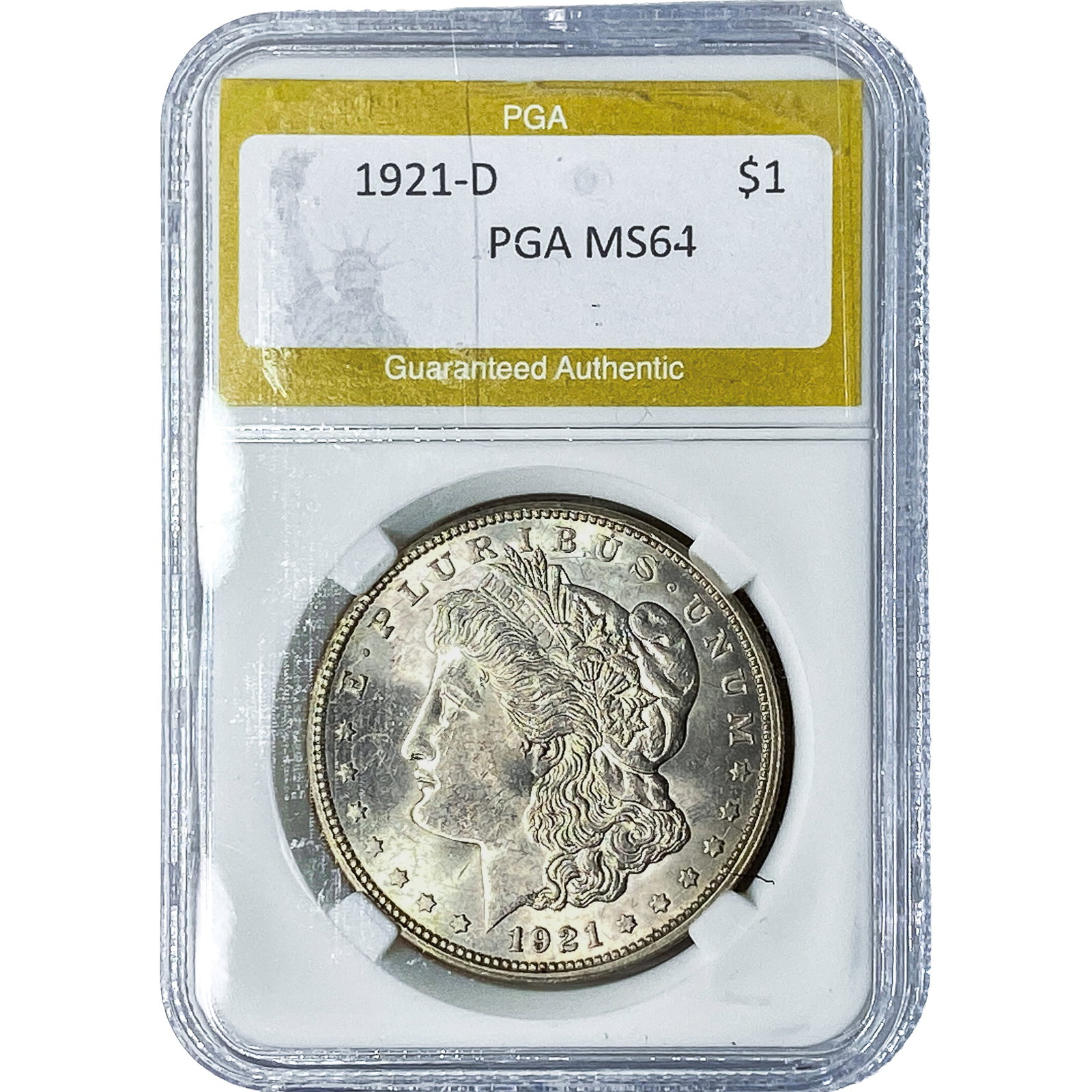 1921-D Morgan Silver Dollar PGA MS64: 1921-D Morgan Silver Dollar PGA MS64