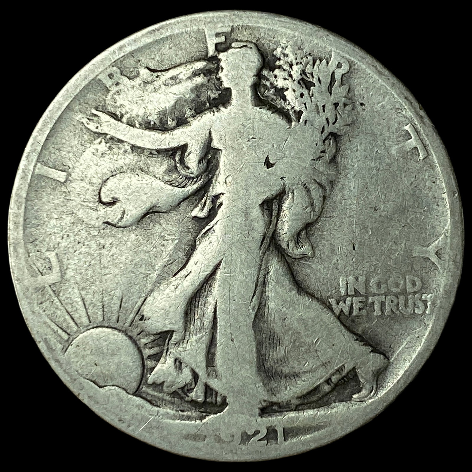 1921-S Silver Walking Liberty Half Dollar NICELY CIRCULATED: 1921-S Silver Walking Liberty Half Dollar NICELY CIRCULATED