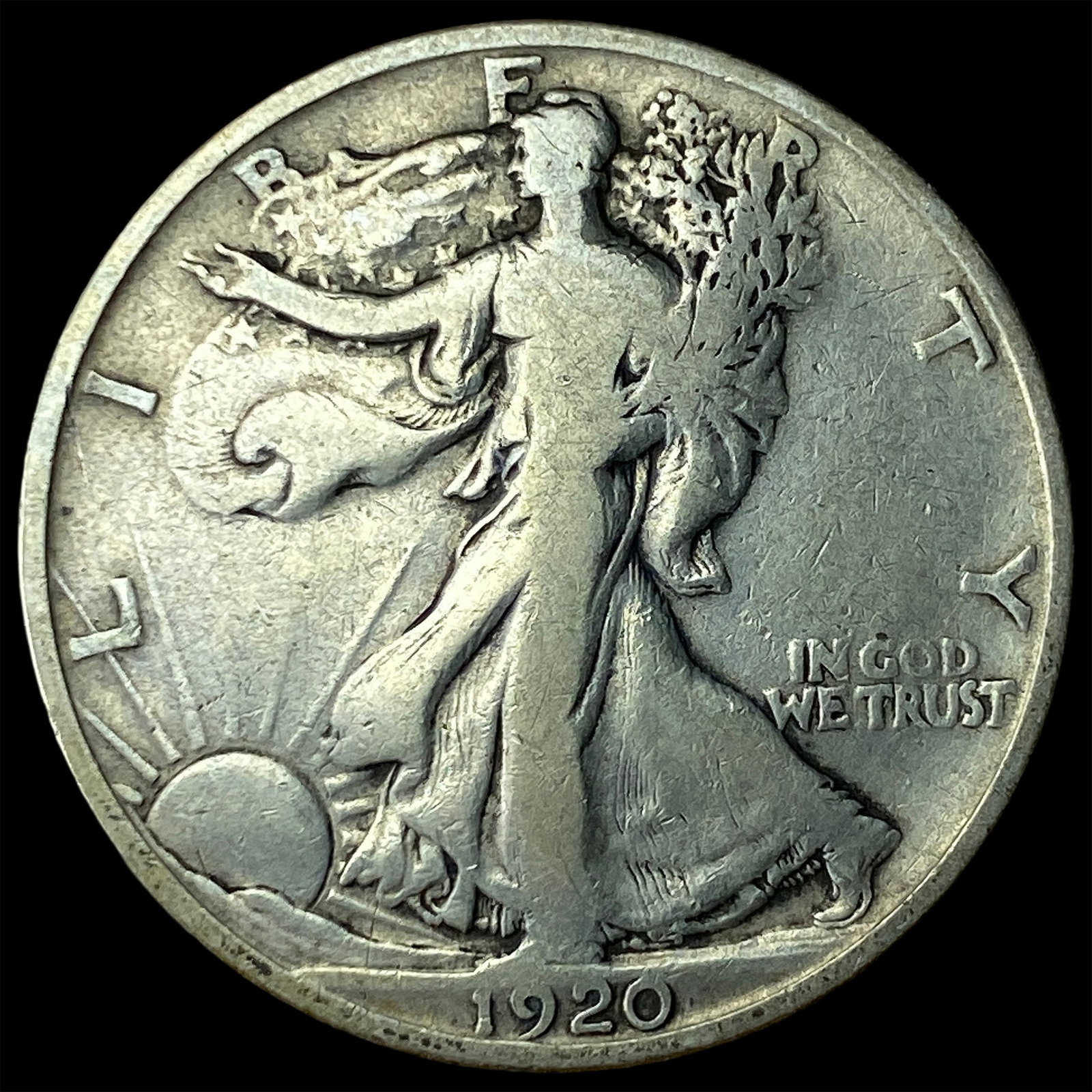 1920 Silver Half Dollar Walking Liberty NEARLY UNCIRCULATED: 1920 Silver Half Dollar Walking Liberty NEARLY UNCIRCULATED