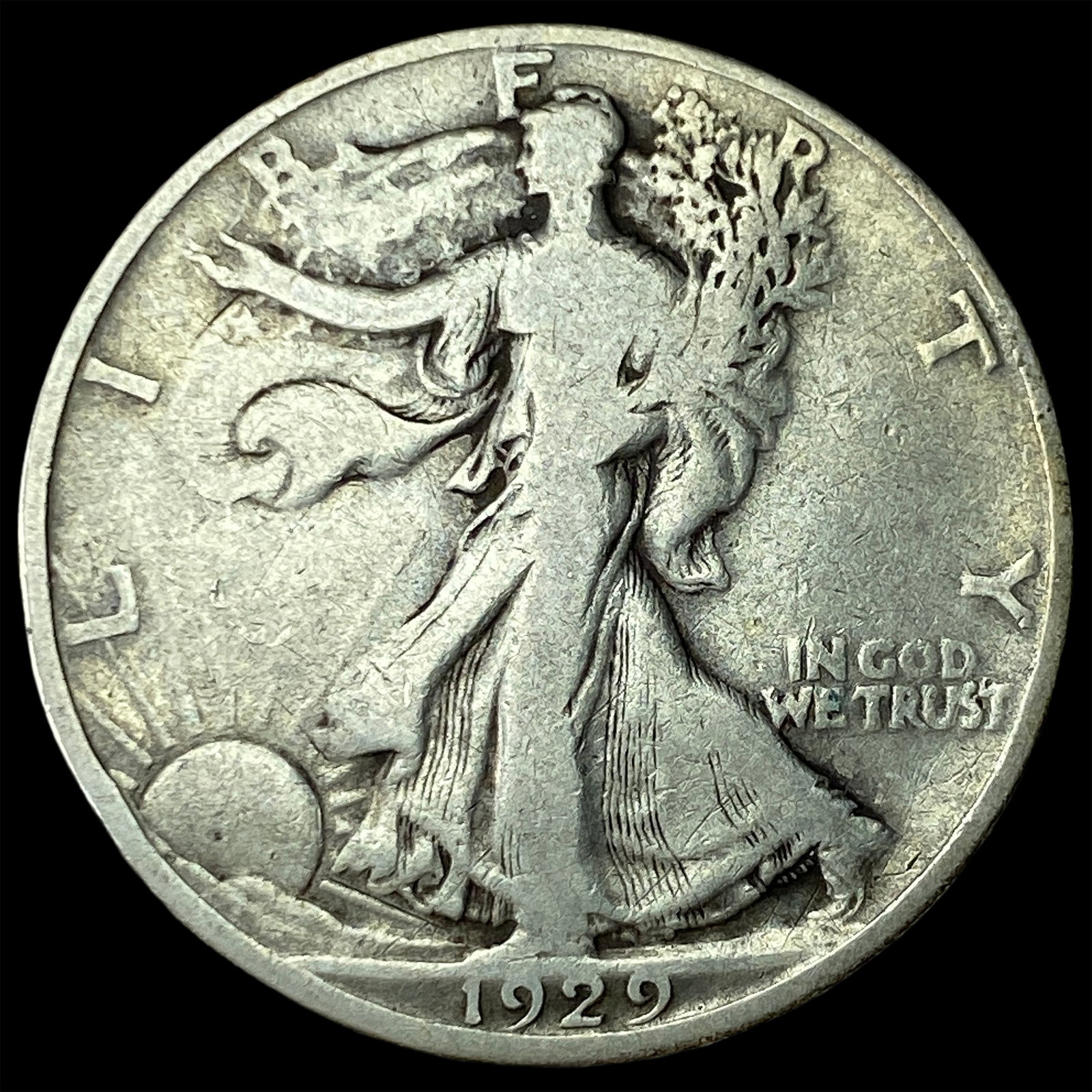 1929-D Silver Walking Liberty Half Dollar LIGHTLY CIRCULATED: 1929-D Silver Walking Liberty Half Dollar LIGHTLY CIRCULATED