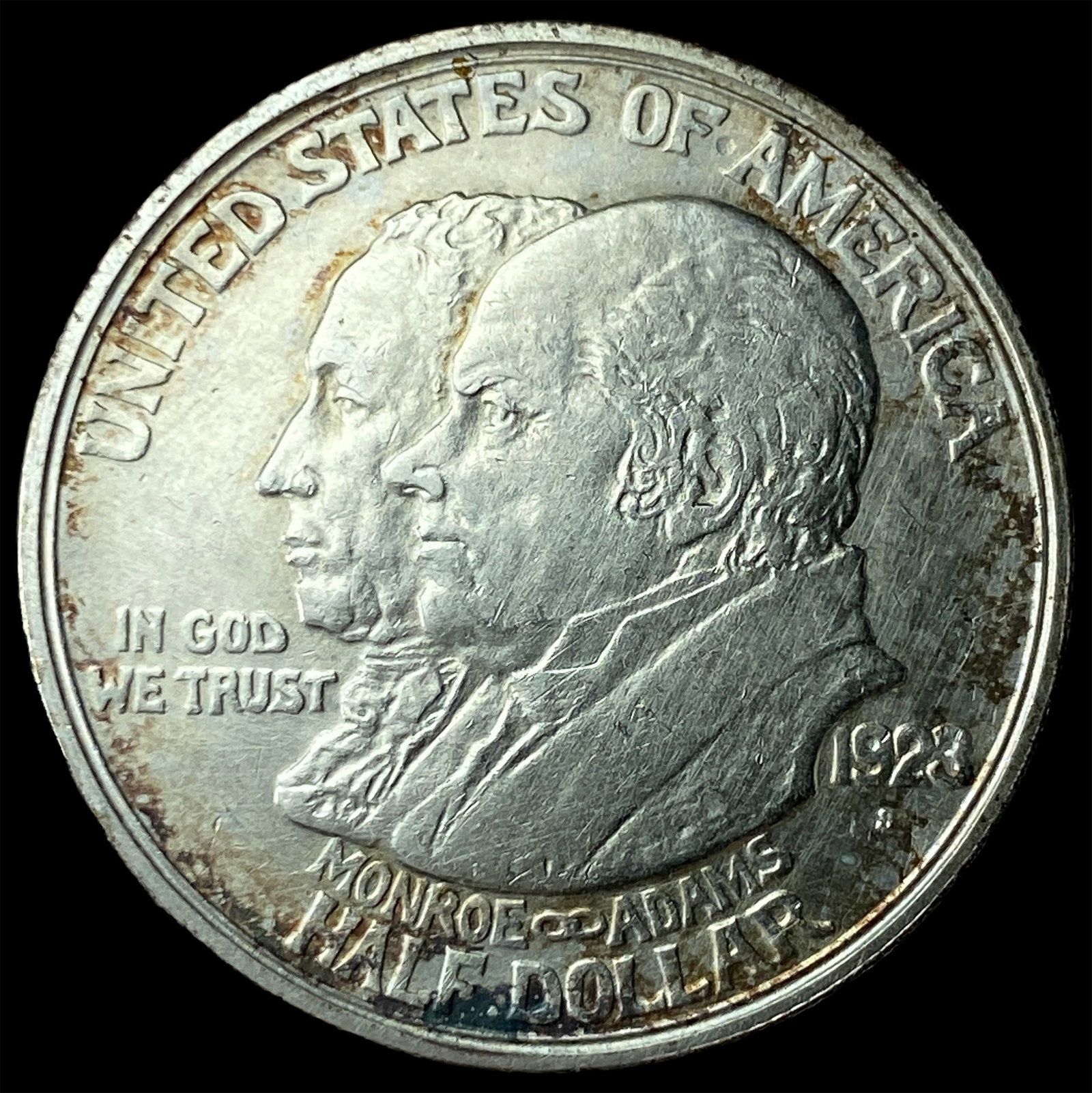 1923-S Silver Monroe Doctrine Half Dollar CLOSELY UNCIRCULATED: 1923-S Silver Monroe Doctrine Half Dollar CLOSELY UNCIRCULATED