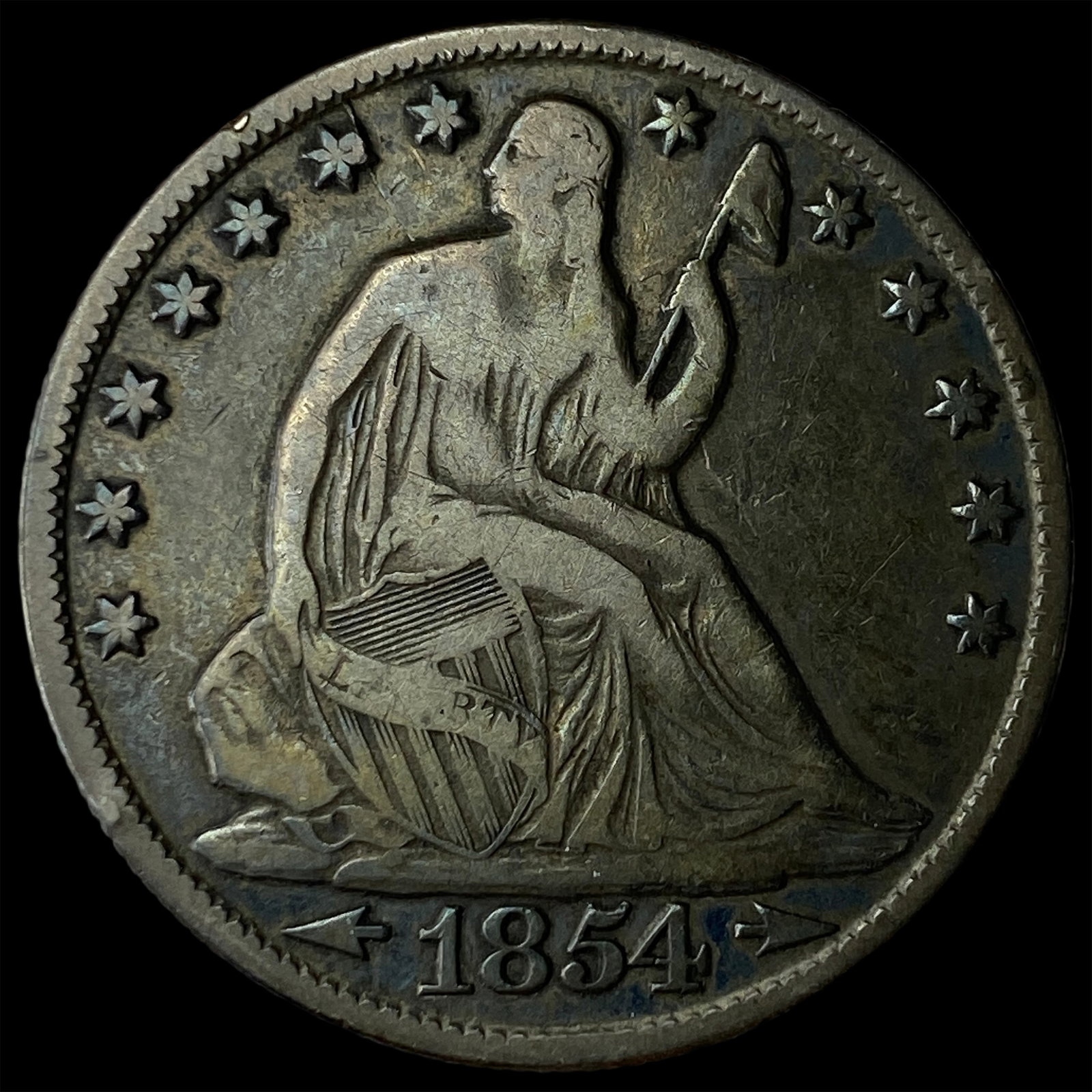 1854-O Silver Seated Liberty Half Dollar NEARLY UNCIRCULATED: 1854-O Silver Seated Liberty Half Dollar NEARLY UNCIRCULATED