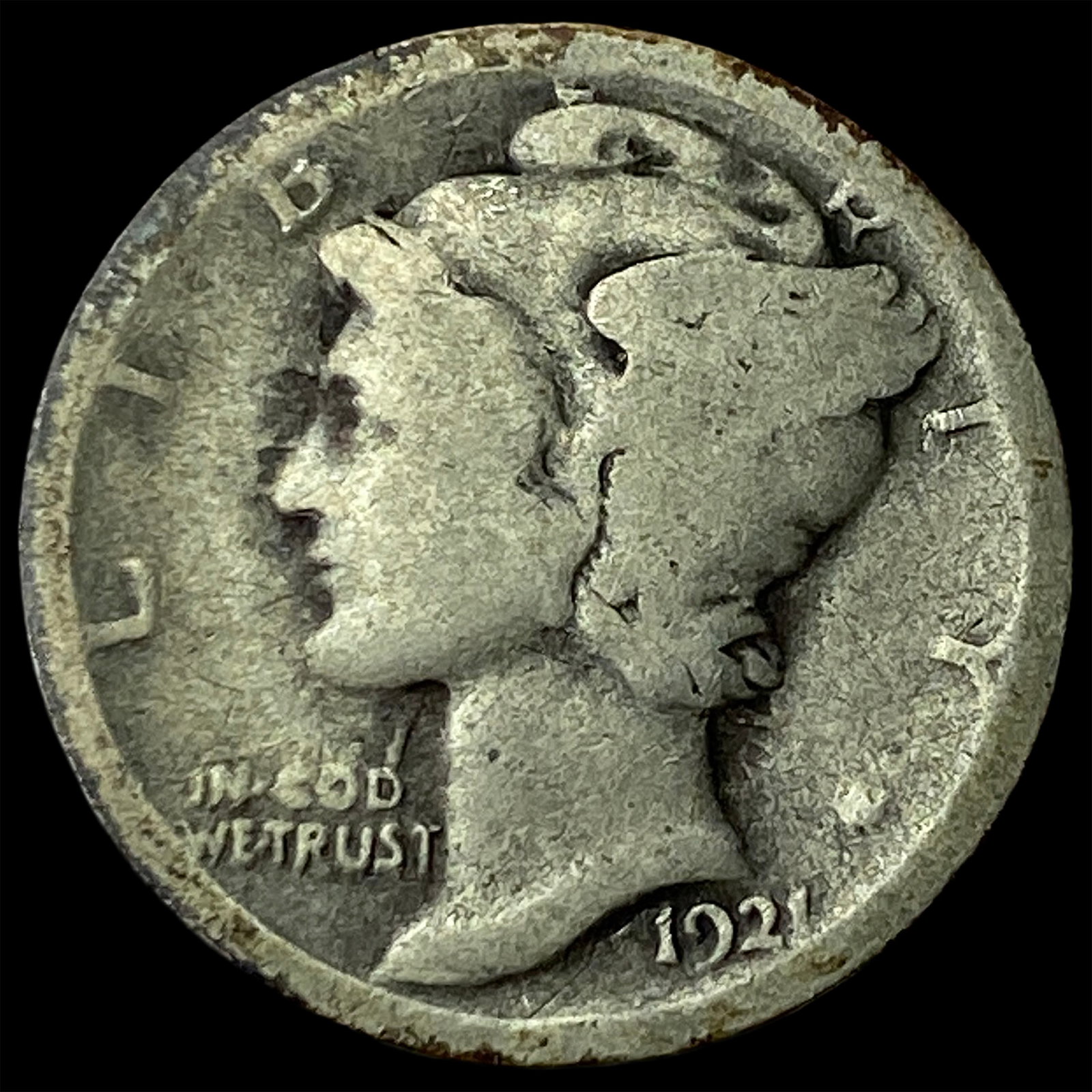 1921 Silver Mercury Dime LIGHTLY CIRCULATED: 1921 Silver Mercury Dime LIGHTLY CIRCULATED