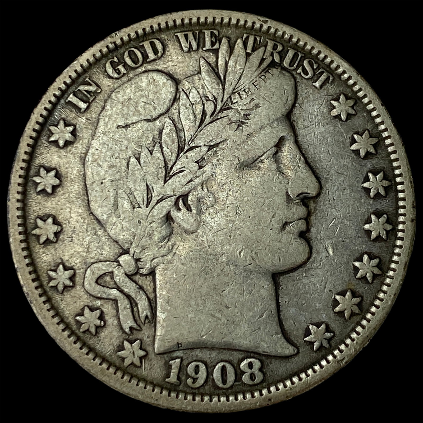 1908-O Silver Barber Half Dollar NEARLY UNCIRCULATED: 1908-O Silver Barber Half Dollar NEARLY UNCIRCULATED