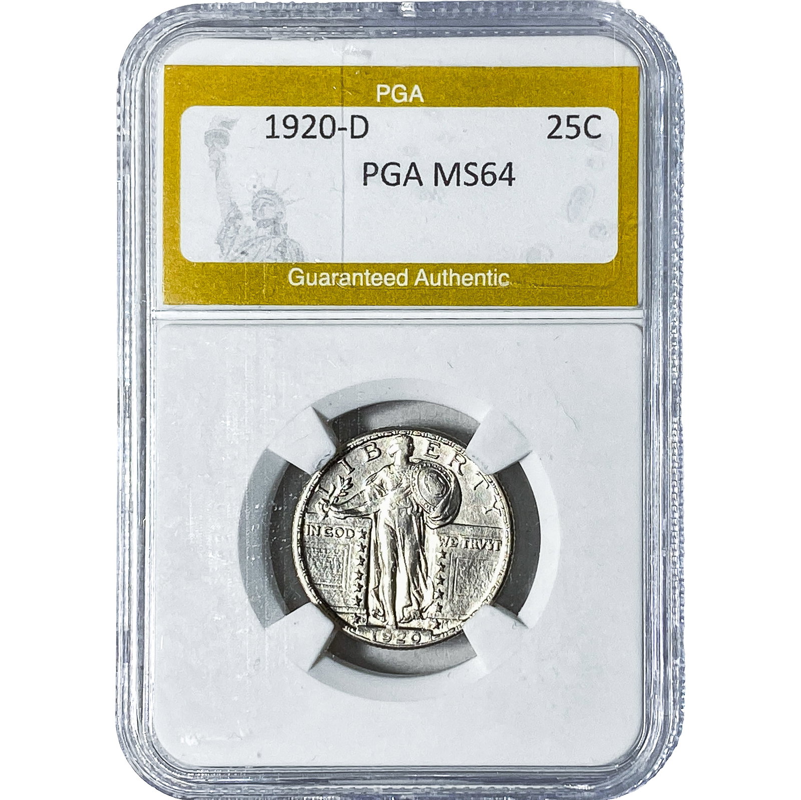 1920-D Standing Liberty Quarter PGA MS64: 1920-D Standing Liberty Quarter PGA MS64