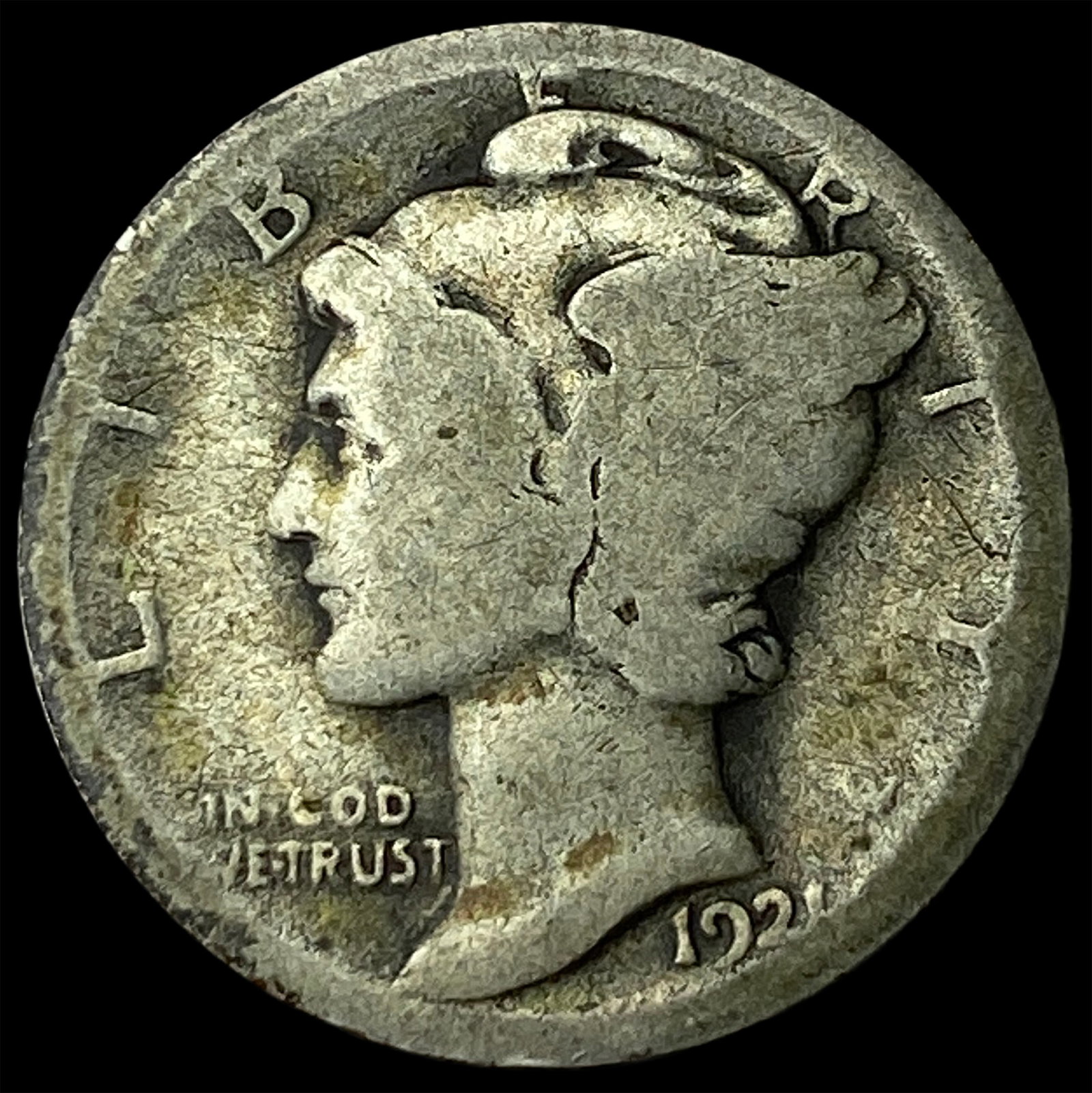 1921 Silver Mercury Dime LIGHTLY CIRCULATED: 1921 Silver Mercury Dime LIGHTLY CIRCULATED