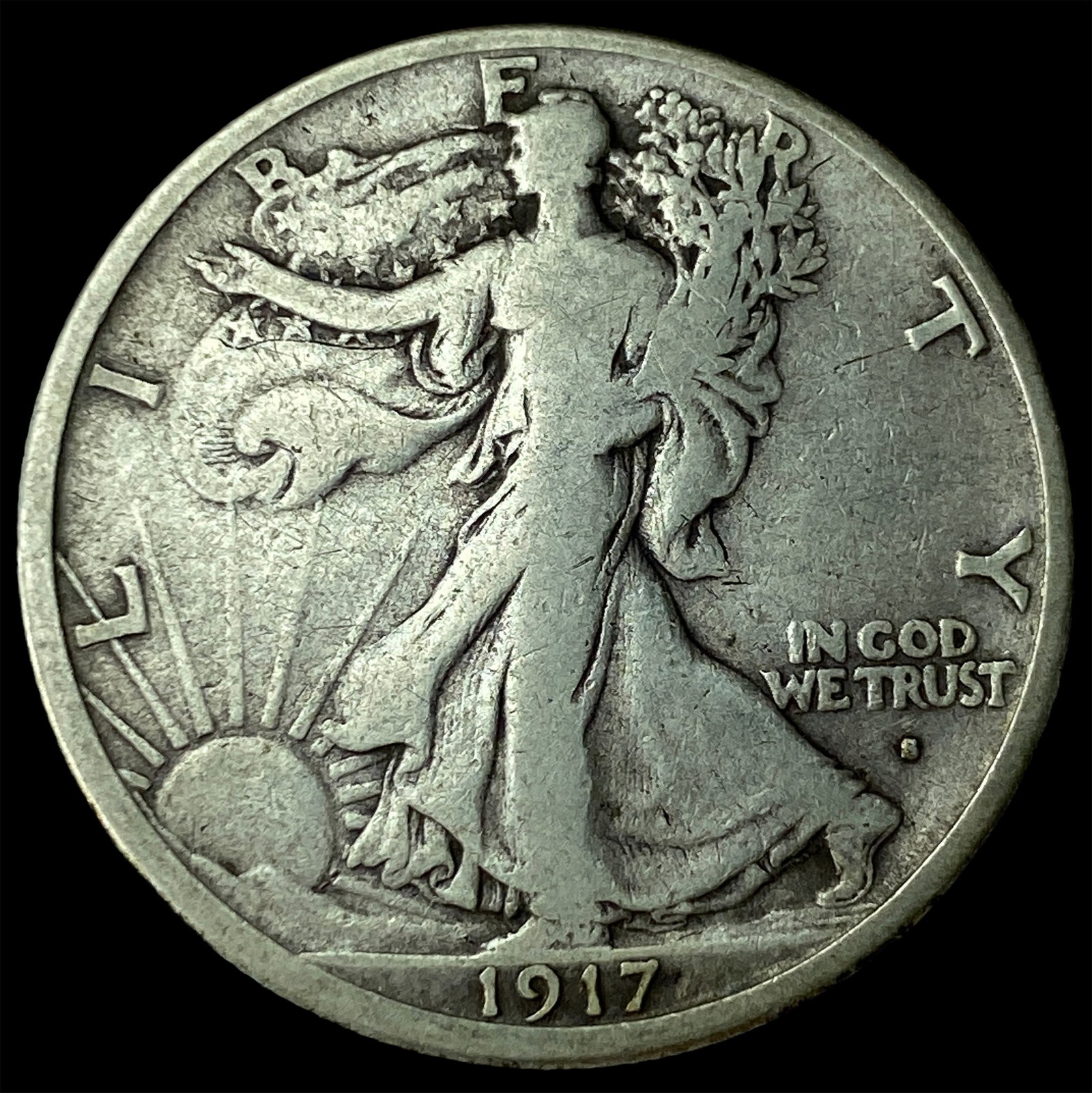 1917-S Silver Half Dollar LIGHTLY CIRCULATED: 1917-S Silver Half Dollar LIGHTLY CIRCULATED