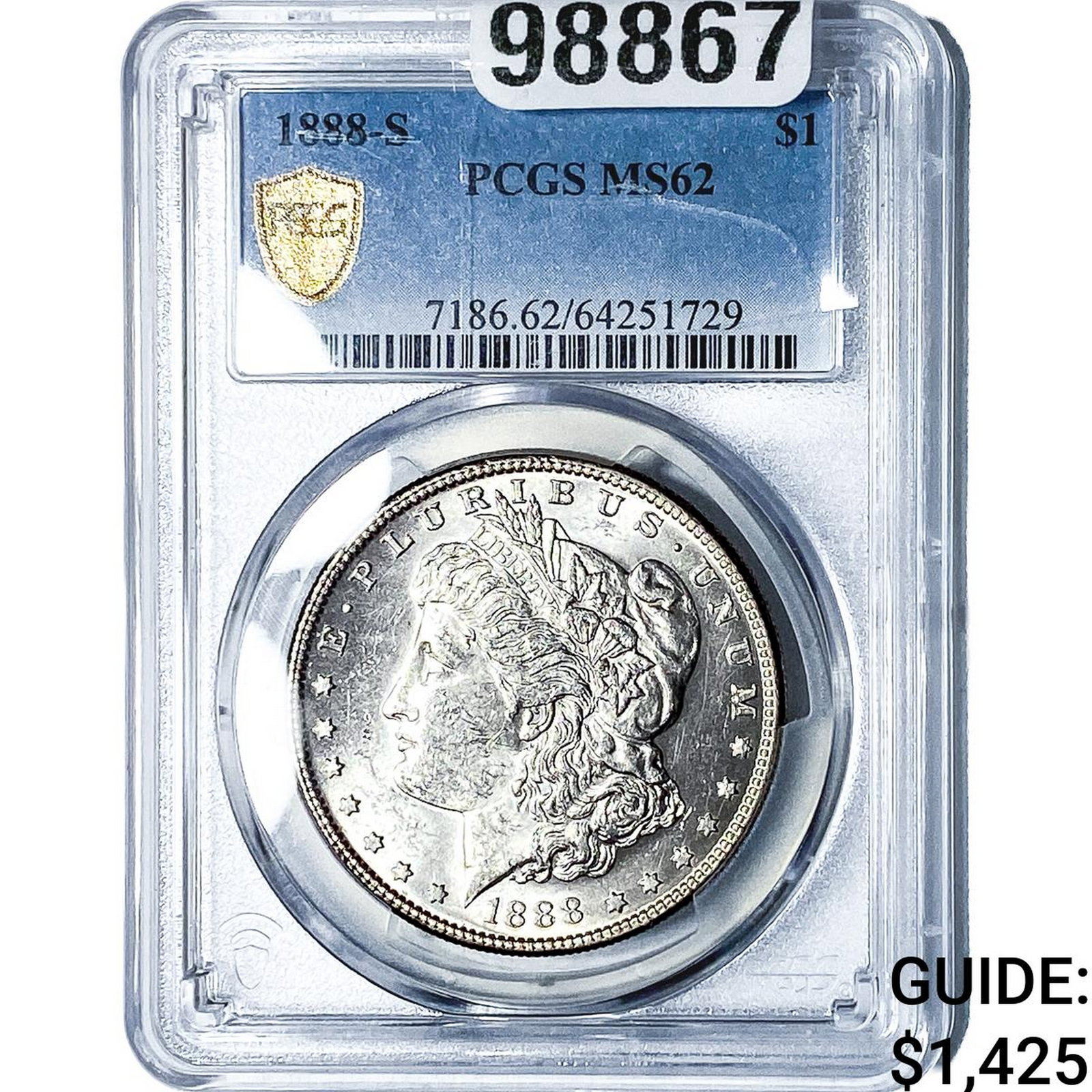 1888-S Silver Peace Dollar PCGS MS62: 1888-S Silver Peace Dollar PCGS MS62