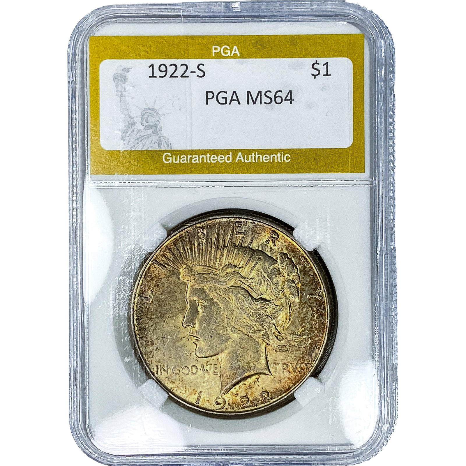 1922-S Silver Peace Dollar PGA MS64: 1922-S Silver Peace Dollar PGA MS64
