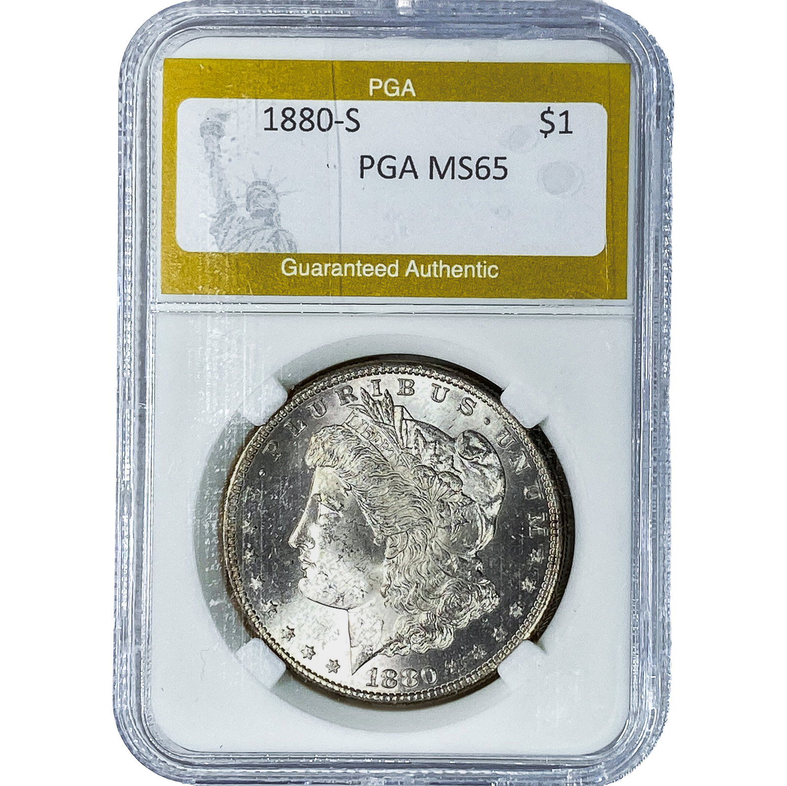 1880-S Morgan Silver Dollar PGA MS65: 1880-S Morgan Silver Dollar PGA MS65