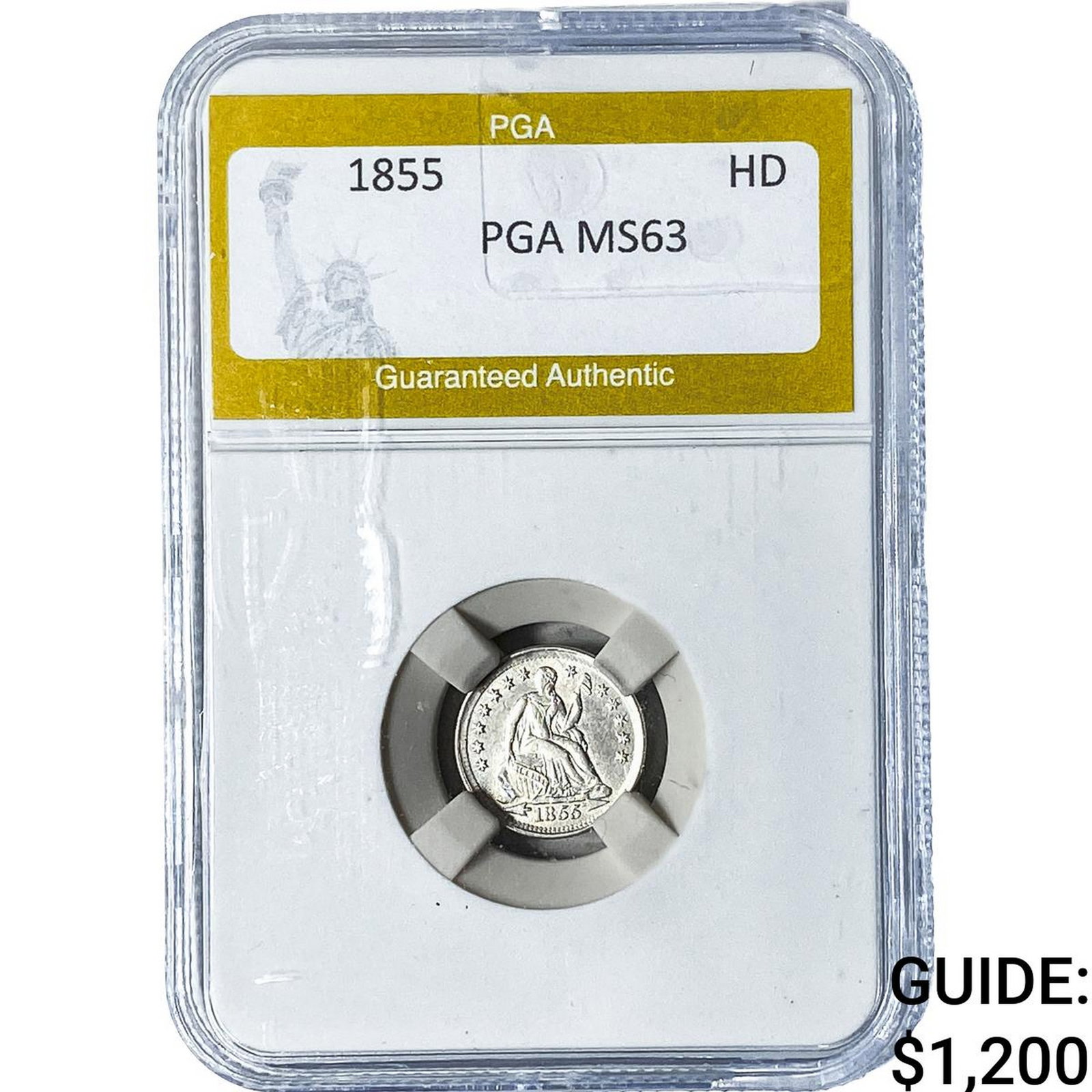 1855 Seated Liberty Half Dime PGA MS63: 1855 Seated Liberty Half Dime PGA MS63