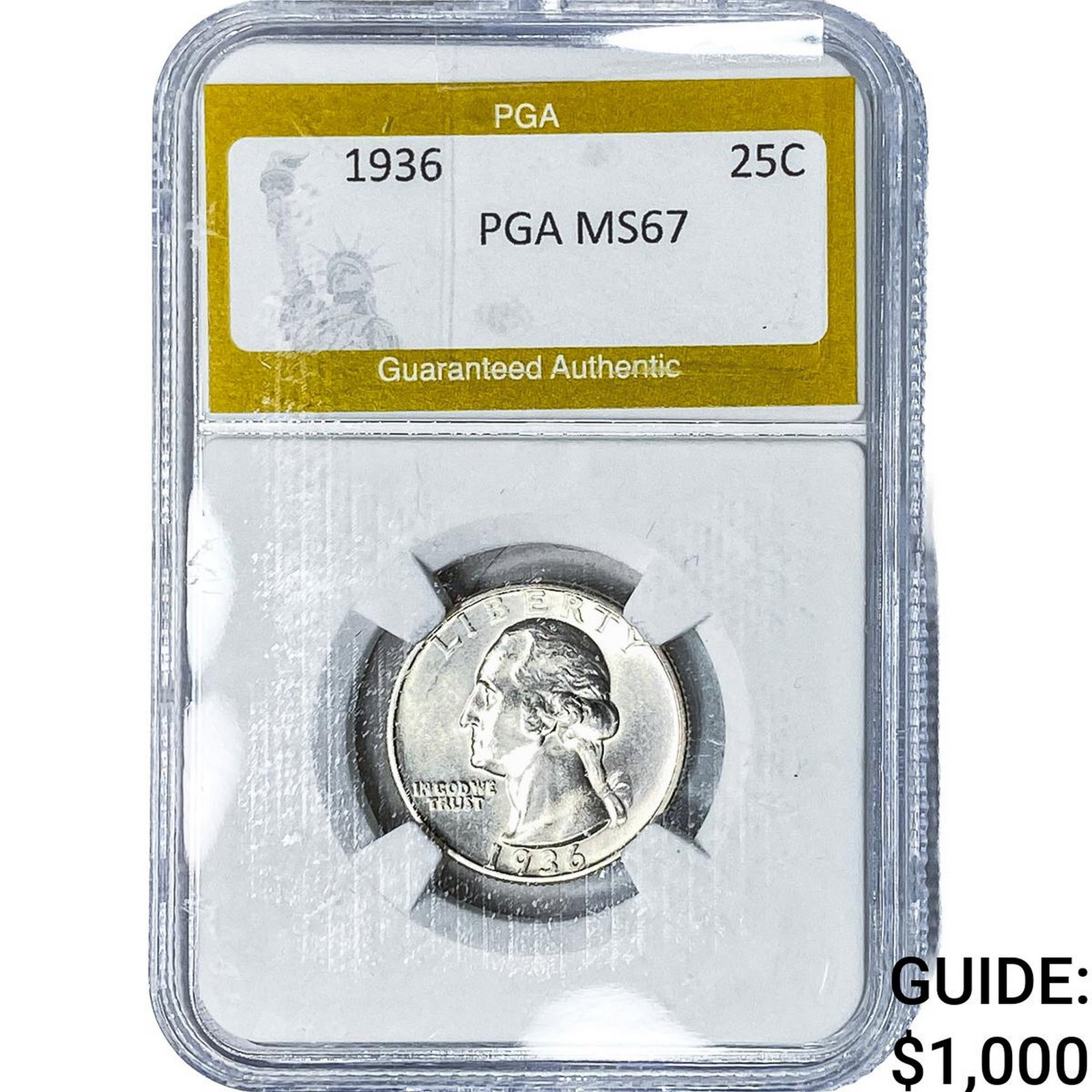 1936 Washington Silver Quarter PGA MS67: 1936 Washington Silver Quarter PGA MS67