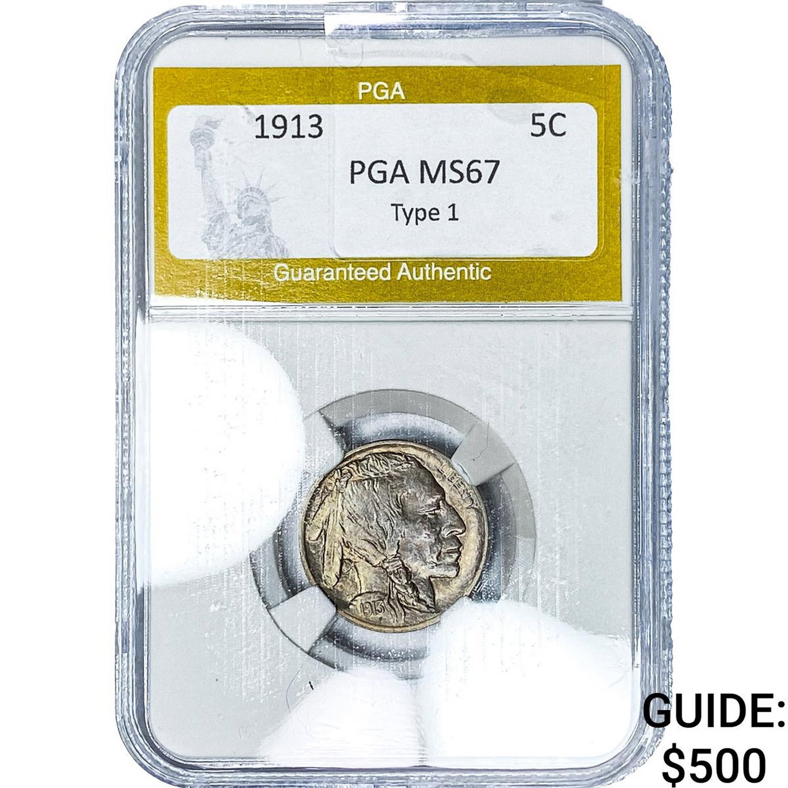 1913 Buffalo Nickel PGA MS67Type 1: 1913 Buffalo Nickel PGA MS67Type 1