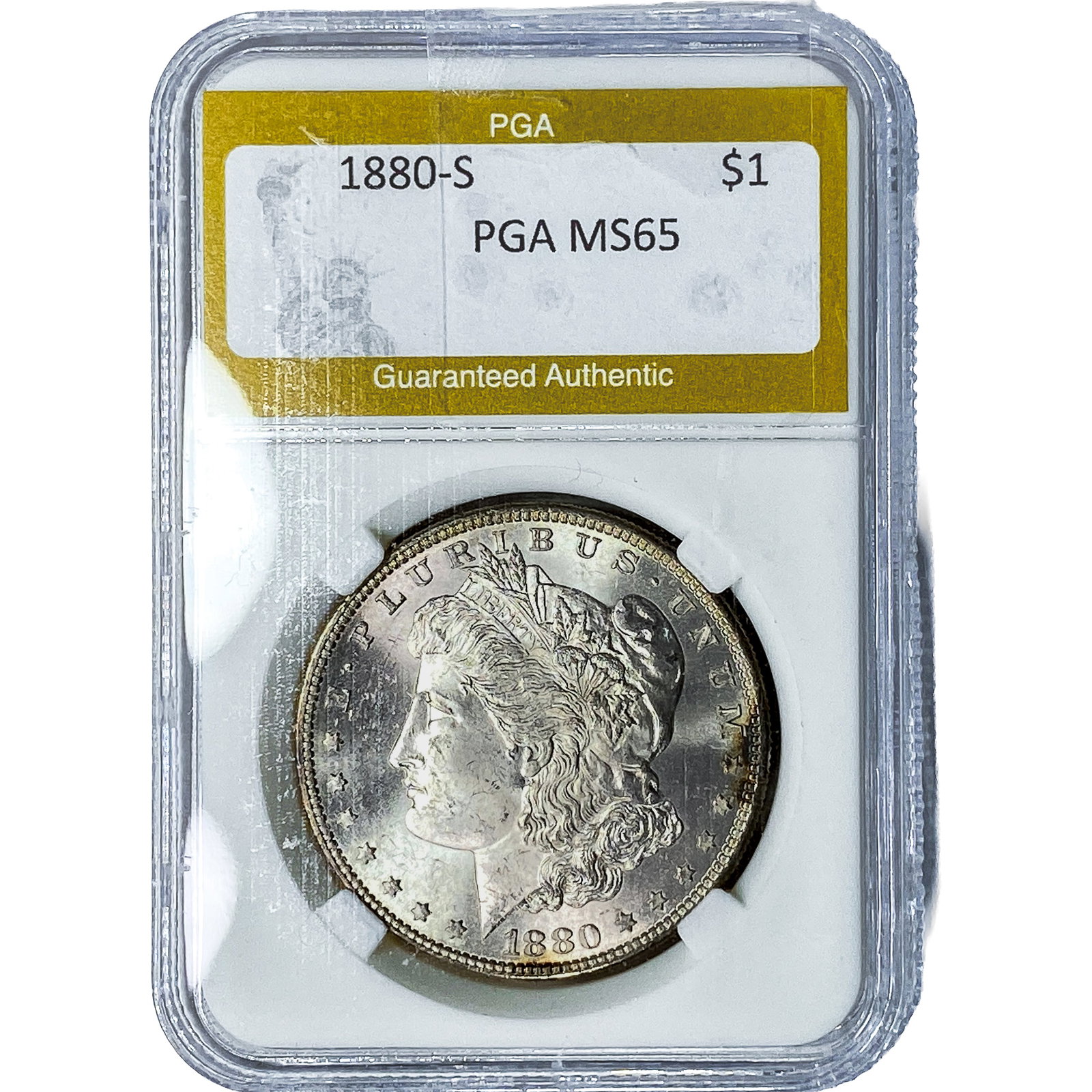 1880-S Morgan Silver Dollar PGA MS65: 1880-S Morgan Silver Dollar PGA MS65