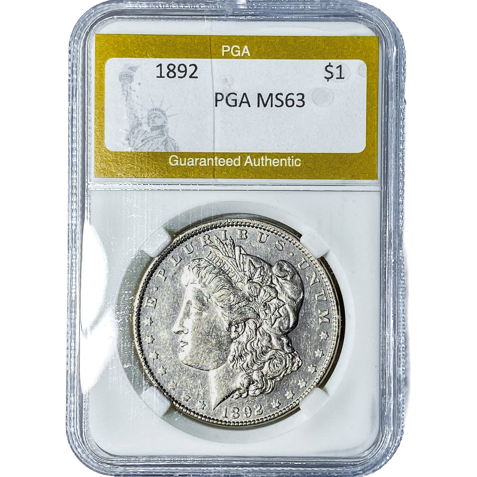 1892 Morgan Silver Dollar PGA MS63: 1892 Morgan Silver Dollar PGA MS63