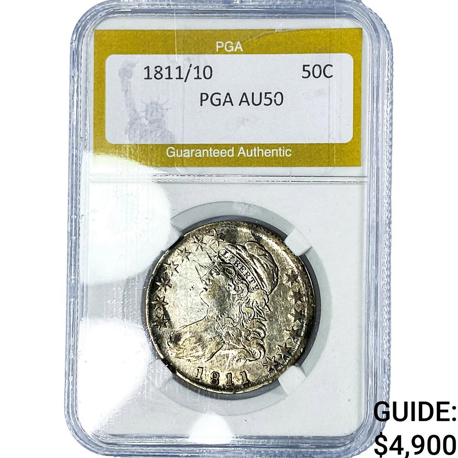 1811/10 Capped Bust Half Dollar PGA AU50: 1811/10 Capped Bust Half Dollar PGA AU50