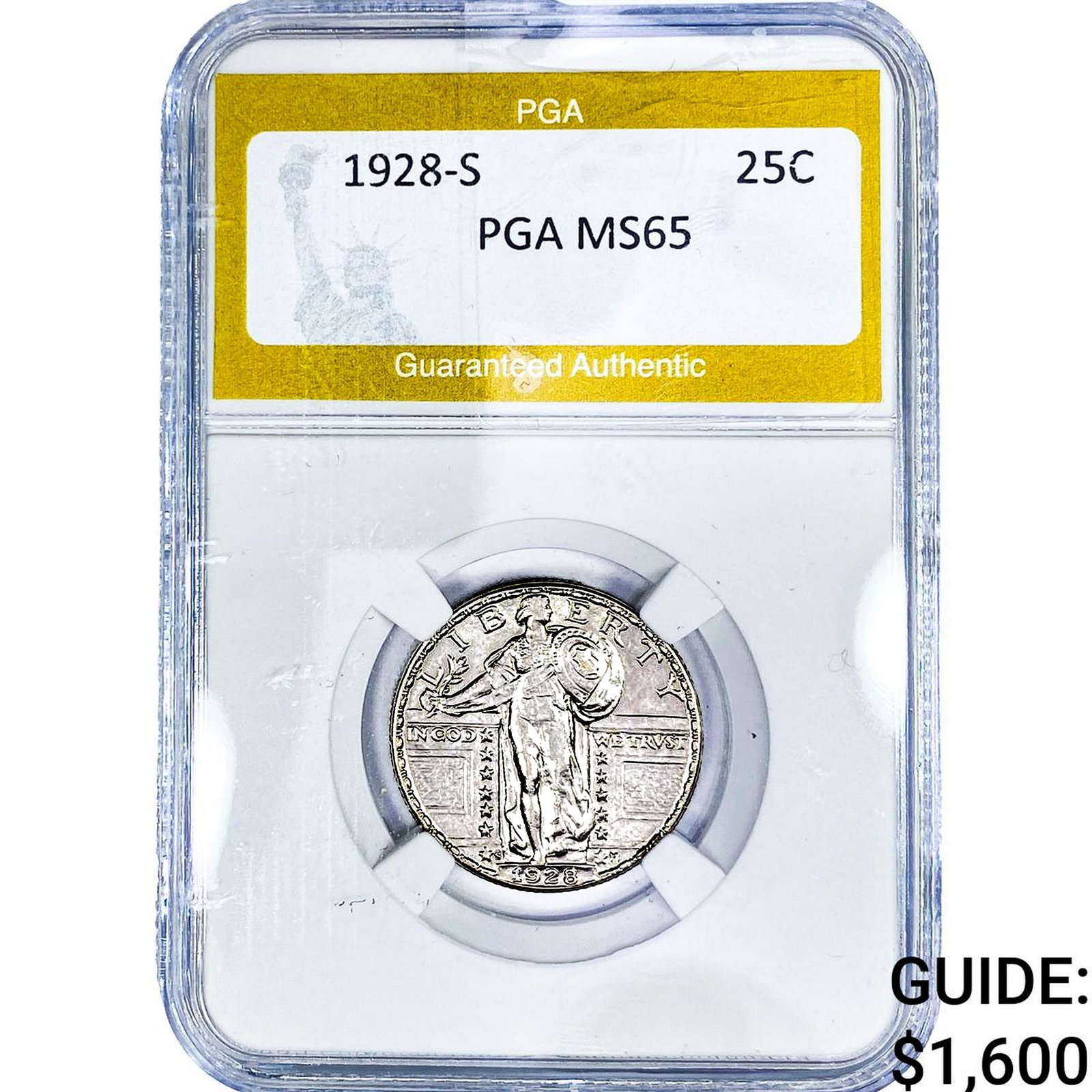 1928-S Standing Liberty Quarter PGA MS65: 1928-S Standing Liberty Quarter PGA MS65