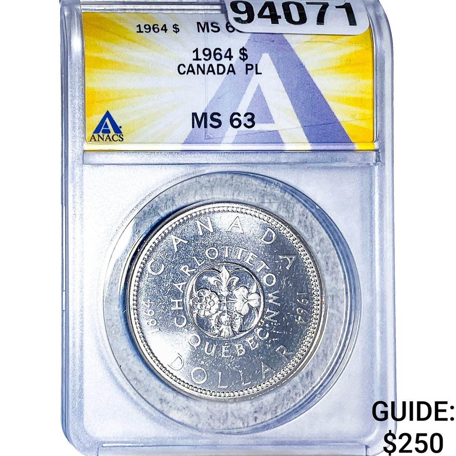 1964 Canada Silver Dollar PL ANACS MS63: 1964 Canada Silver Dollar PL ANACS MS63