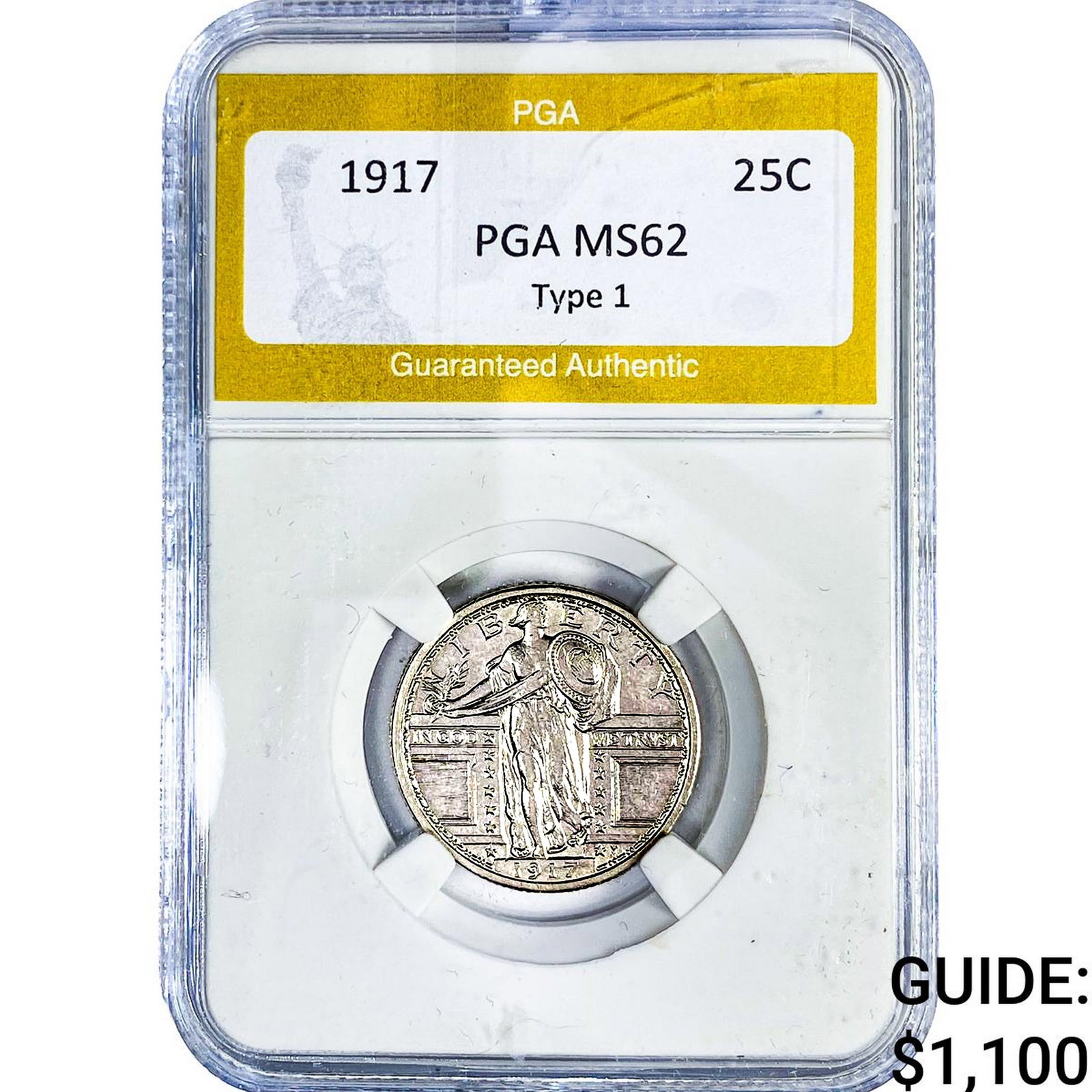1917 Standing Liberty Quarter PGA MS62 Type 1: 1917 Standing Liberty Quarter PGA MS62 Type 1