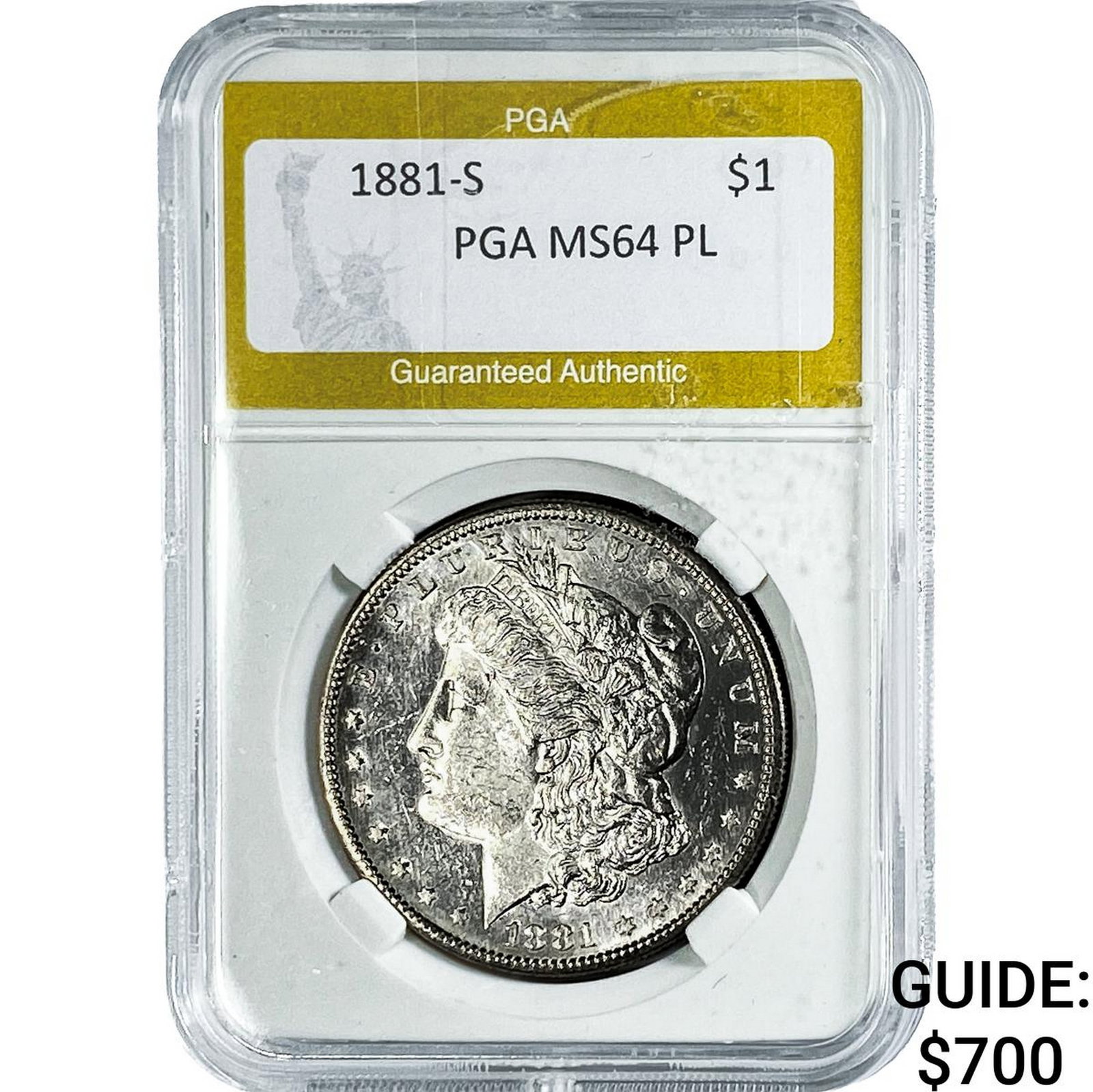 1881-S Morgan Silver Dollar PGA MS64 PL: 1881-S Morgan Silver Dollar PGA MS64 PL