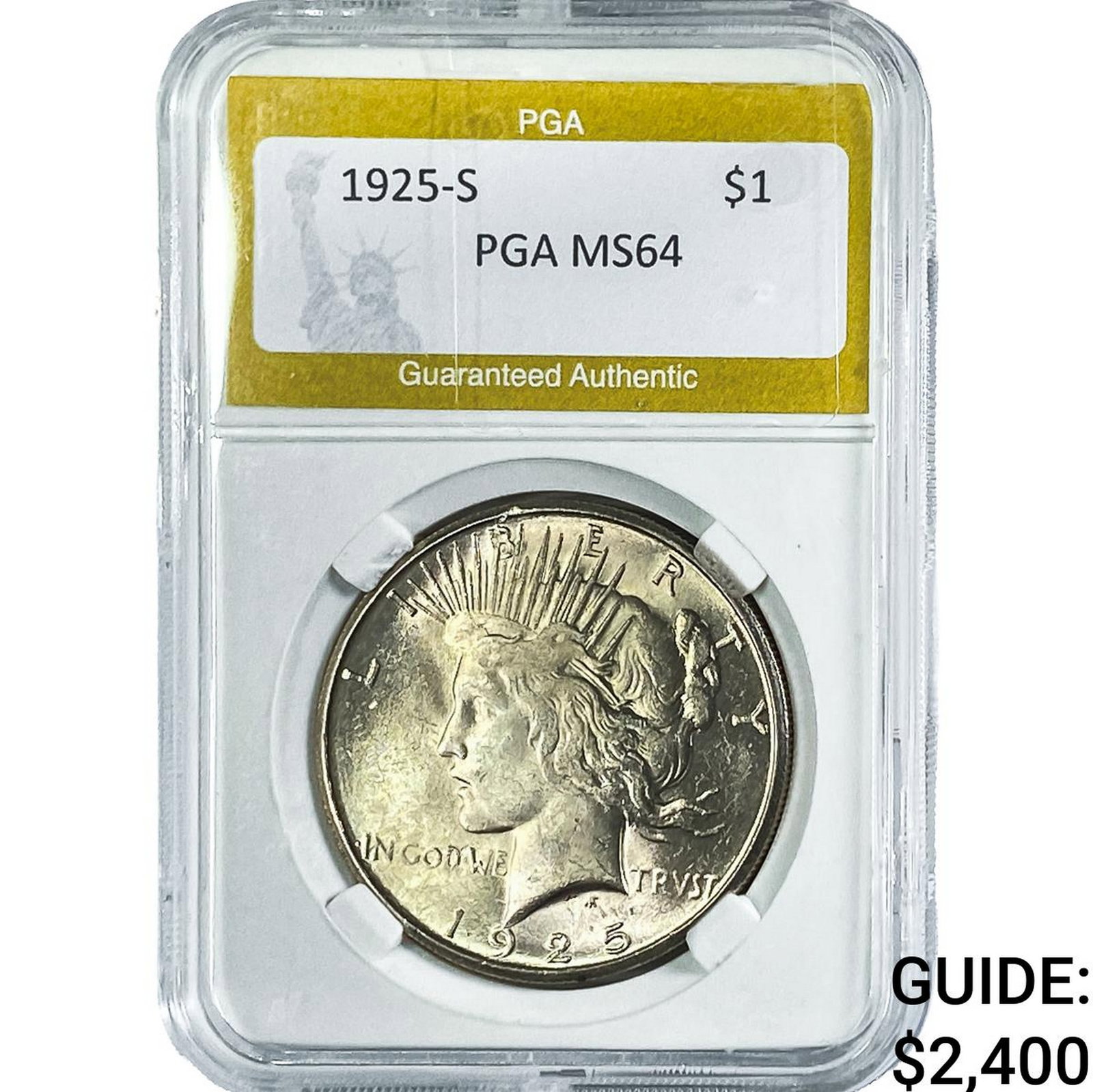 1925-S Silver Peace Dollar PGA MS64: 1925-S Silver Peace Dollar PGA MS64