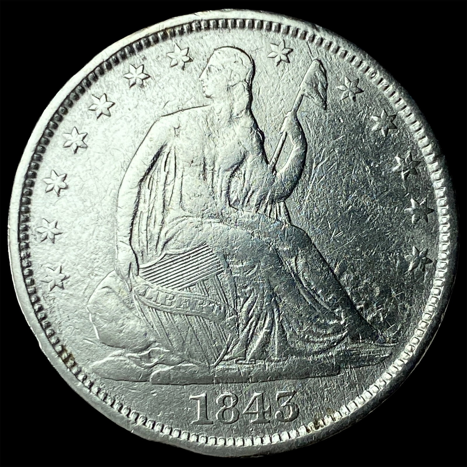 1843-O Silver Half Dollar LIGHTLY CIRCULATED: 1843-O Silver Half Dollar LIGHTLY CIRCULATED
