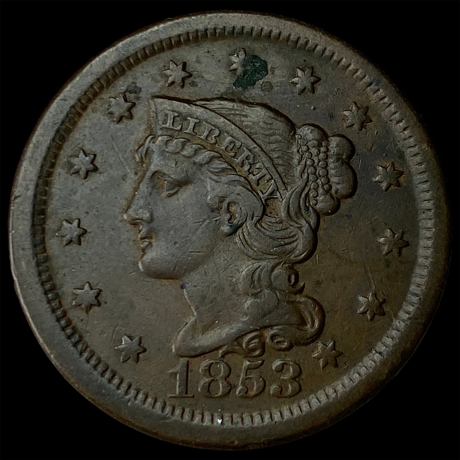 1853 Braided Hair Large Cent UNCIRCULATED: 1853 Braided Hair Large Cent UNCIRCULATED