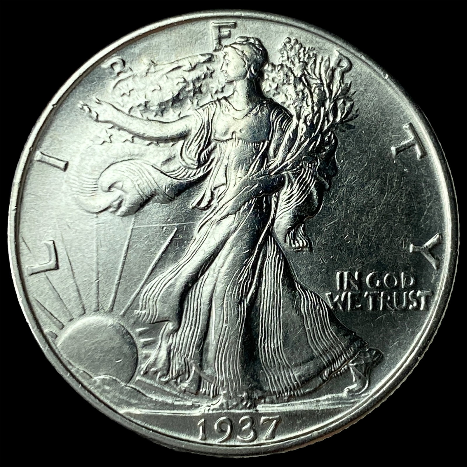 1937-P Silver Walking Liberty Half Dollar NEARLY UNCIRCULATED: 1937-P Silver Walking Liberty Half Dollar NEARLY UNCIRCULATED