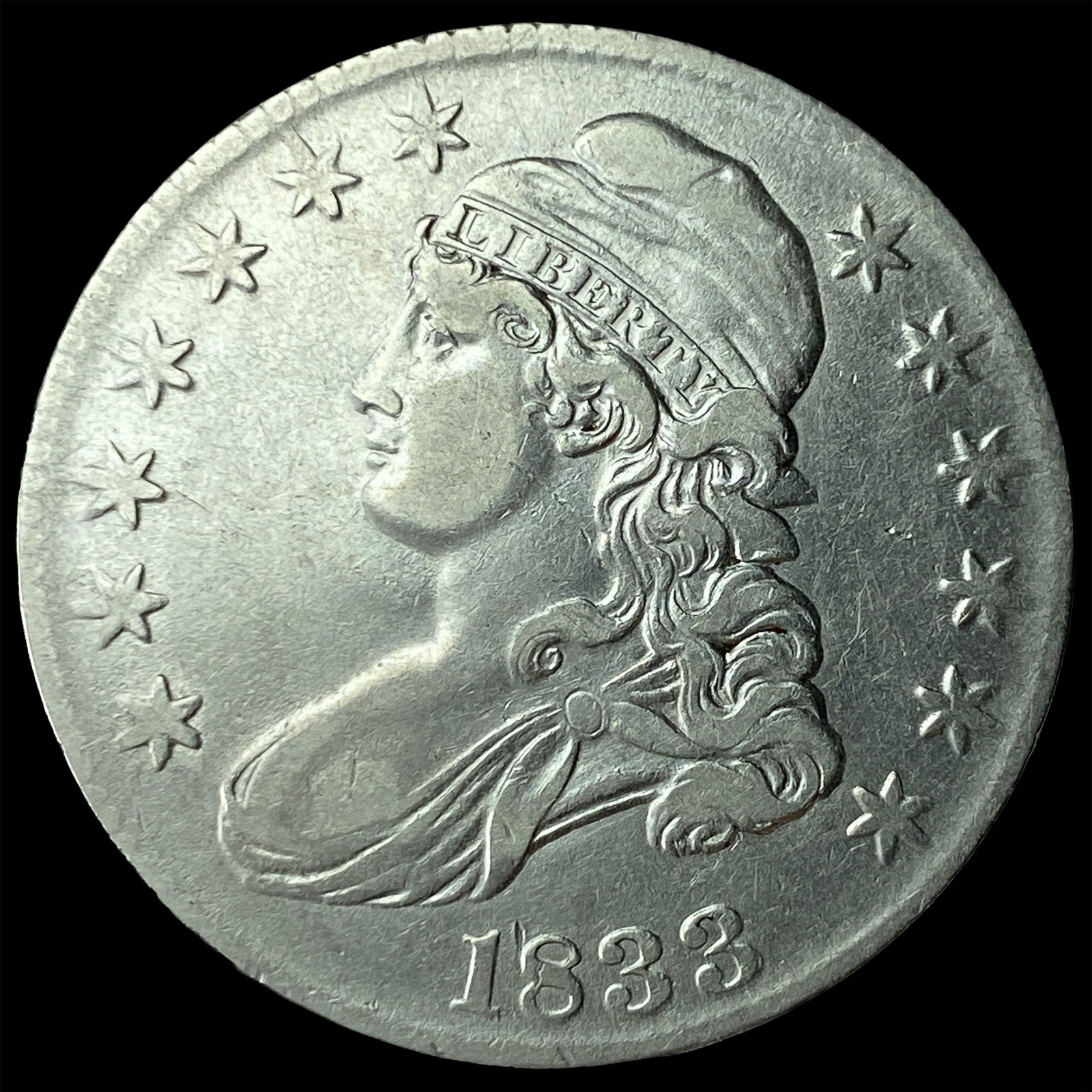 1833 Capped Bust Half Dollar NICELY CIRCULATED: 1833 Capped Bust Half Dollar NICELY CIRCULATED