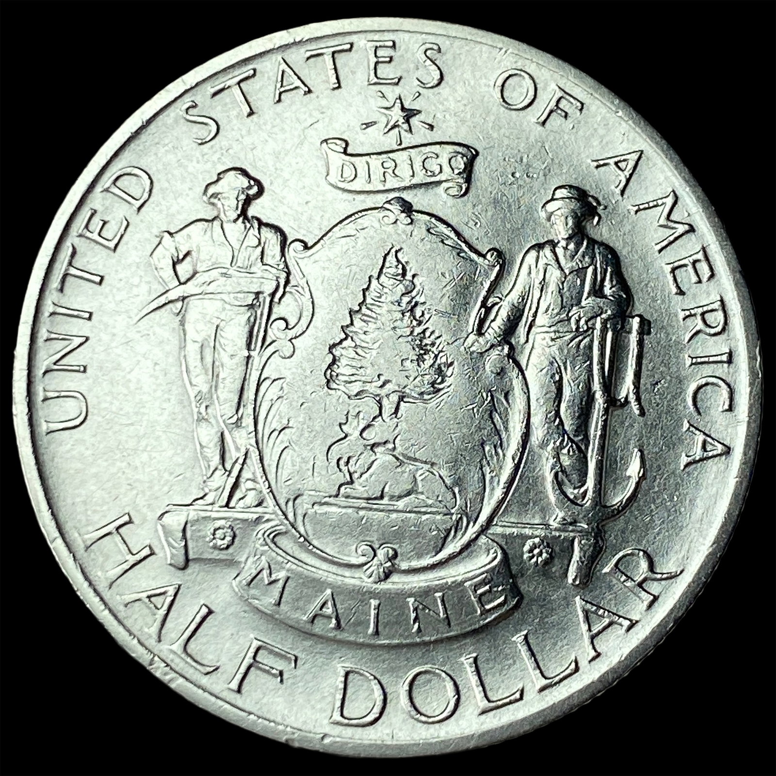 1920 Silver Maine Centennial Half Dollar NEARLY UNCIRCULATED (1 of 2)