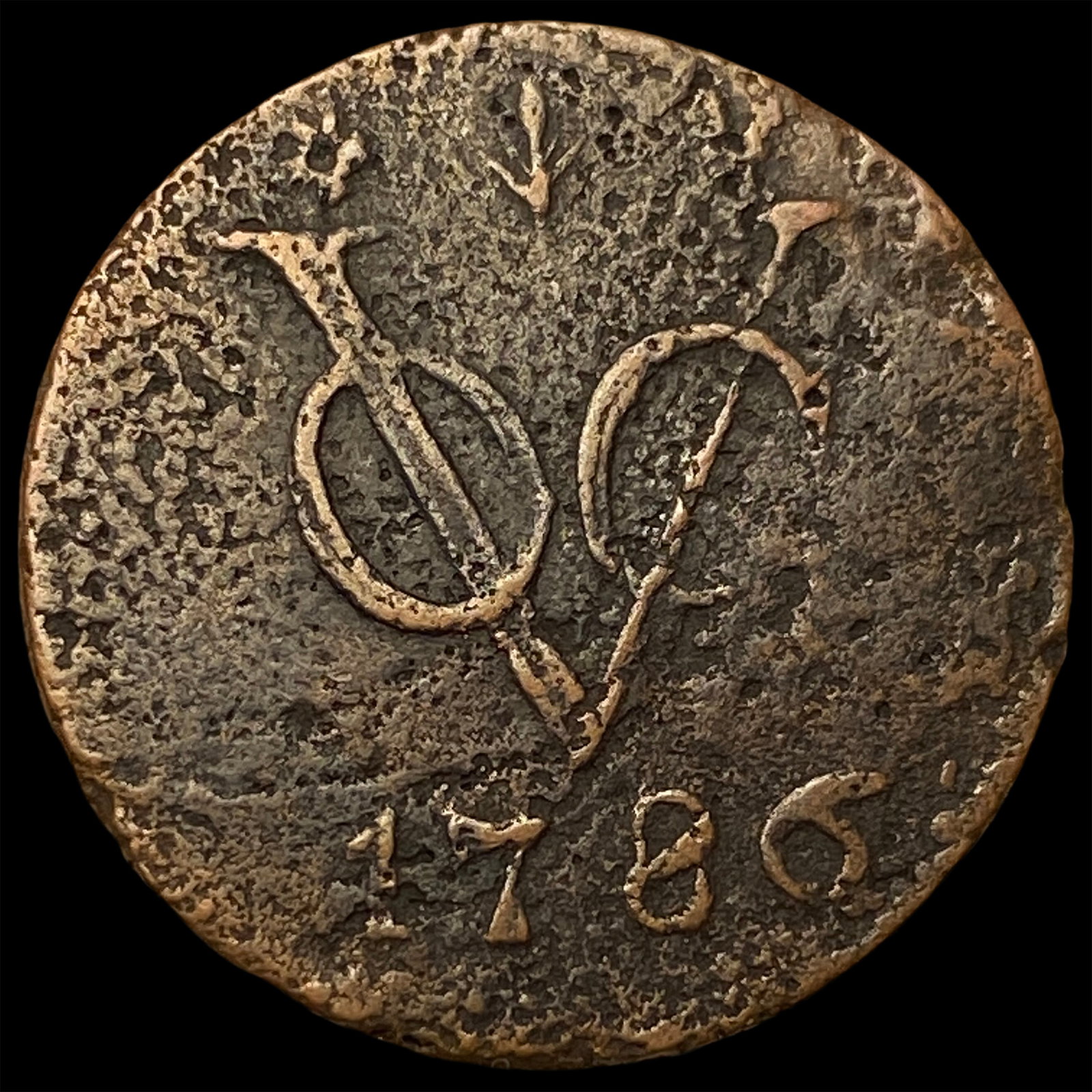 1786 Dutch East India Company Copper Duit UNCIRCULATED: 1786 Dutch East India Company Copper Duit UNCIRCULATED