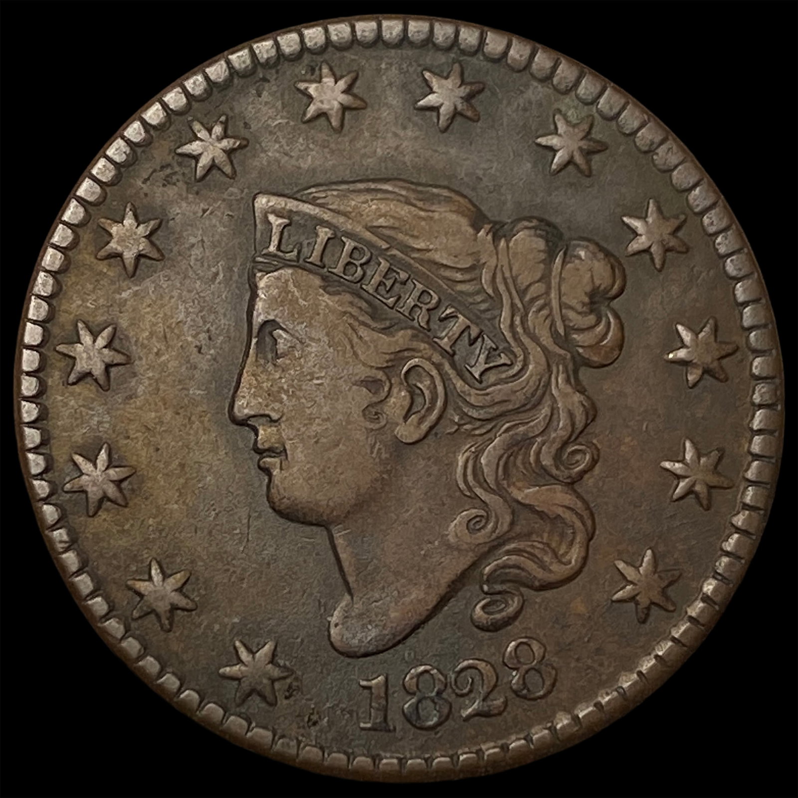 1828 Coronet Head Large Cent NEARLY UNCIRCULATED: 1828 Coronet Head Large Cent NEARLY UNCIRCULATED