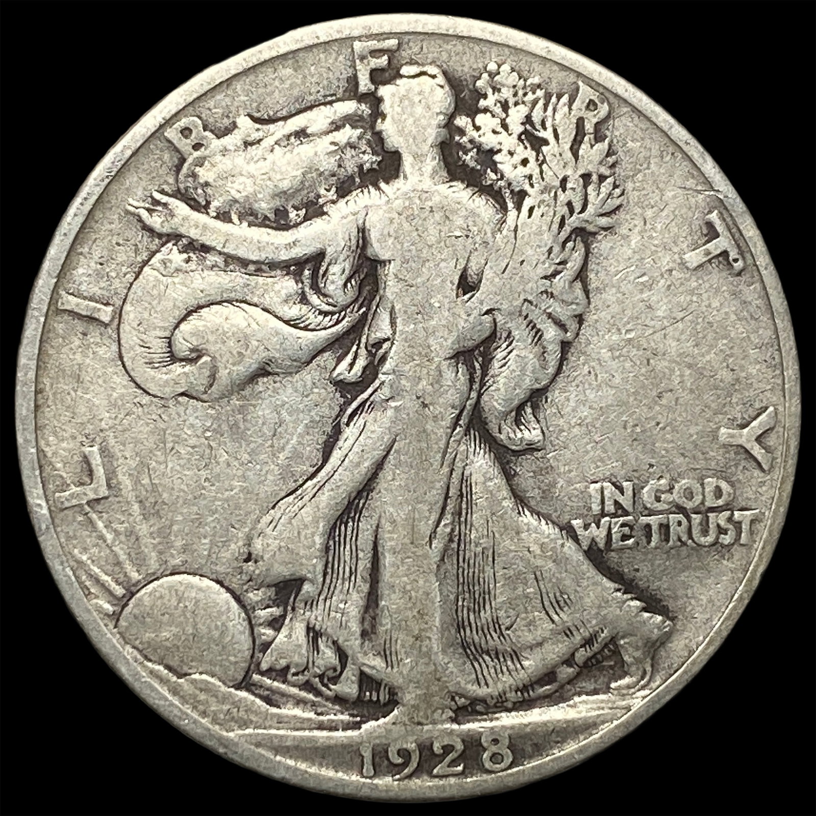 1928-S Silver Walking Liberty Half Dollar LIGHTLY CIRCULATED: 1928-S Silver Walking Liberty Half Dollar LIGHTLY CIRCULATED