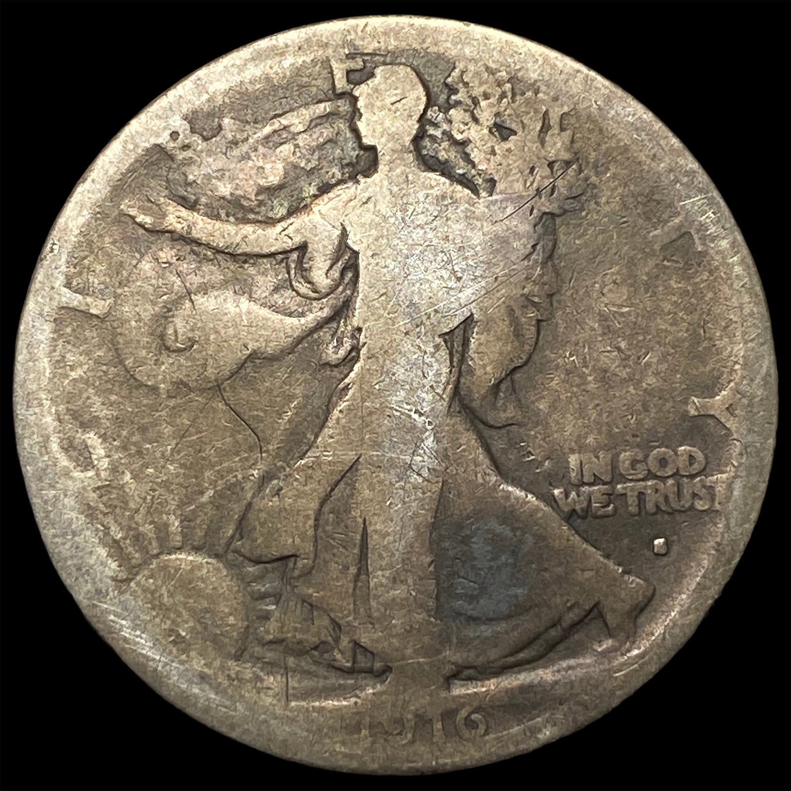 1916-S Silver Walking Liberty Half Dollar NICELY CIRCULATED: 1916-S Silver Walking Liberty Half Dollar NICELY CIRCULATED