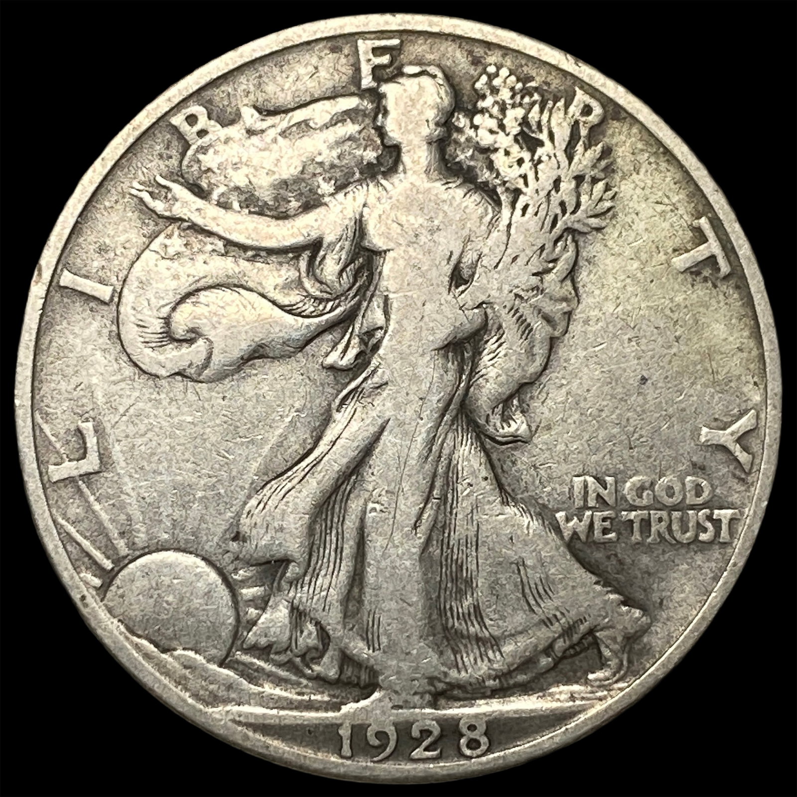 1928-S Silver Walking Liberty Half Dollar NEARLY UNCIRCULATED: 1928-S Silver Walking Liberty Half Dollar NEARLY UNCIRCULATED
