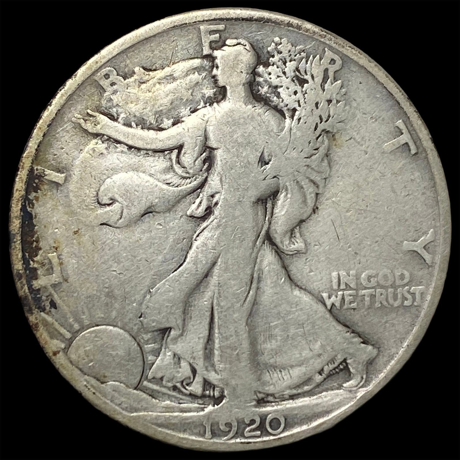 1920-S Silver Walking Liberty Half Dollar LIGHTLY CIRCULATED: 1920-S Silver Walking Liberty Half Dollar LIGHTLY CIRCULATED