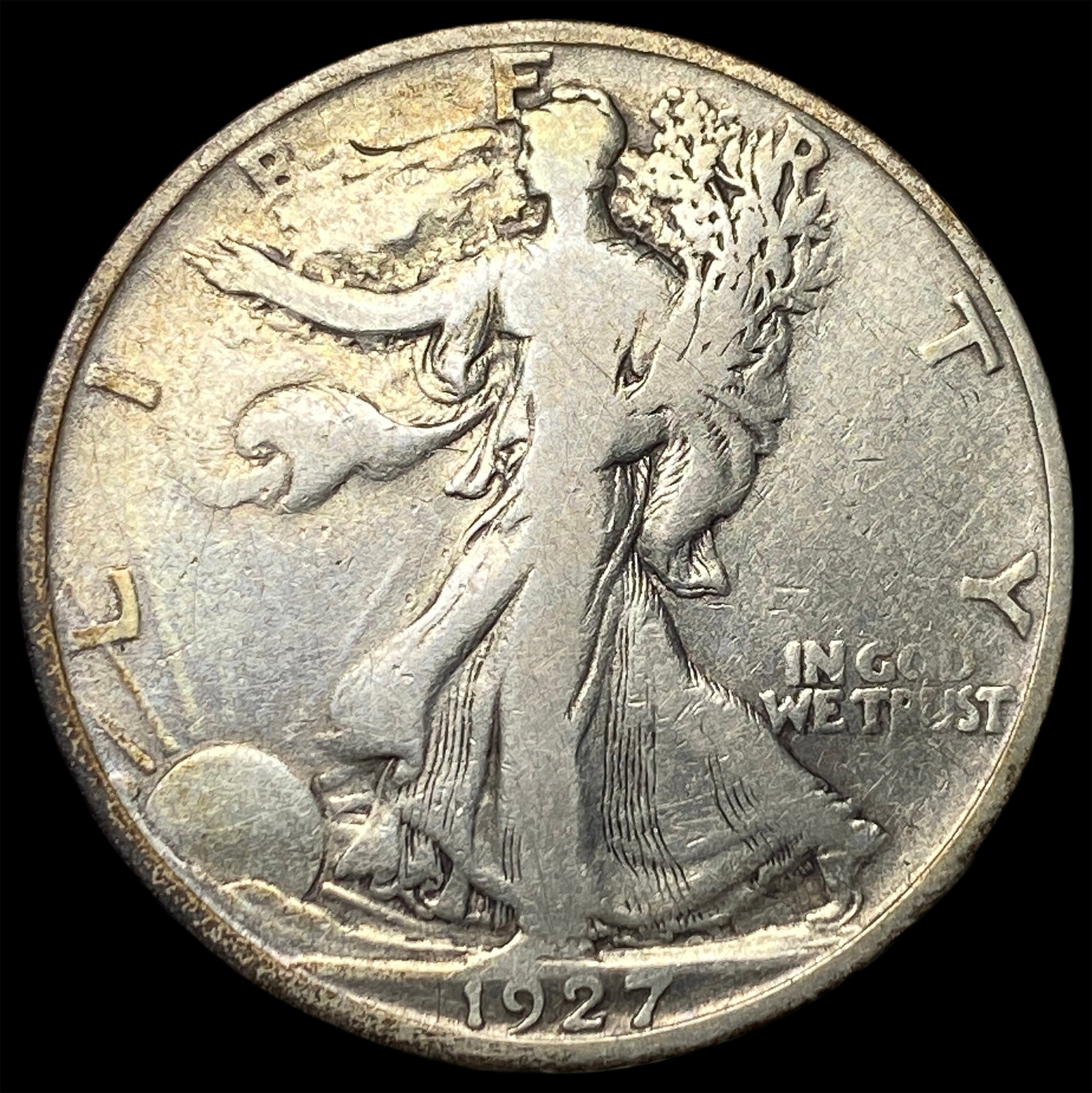 1927-S Silver Walking Liberty Half Dollar LIGHTLY CIRCULATED (1 of 2)