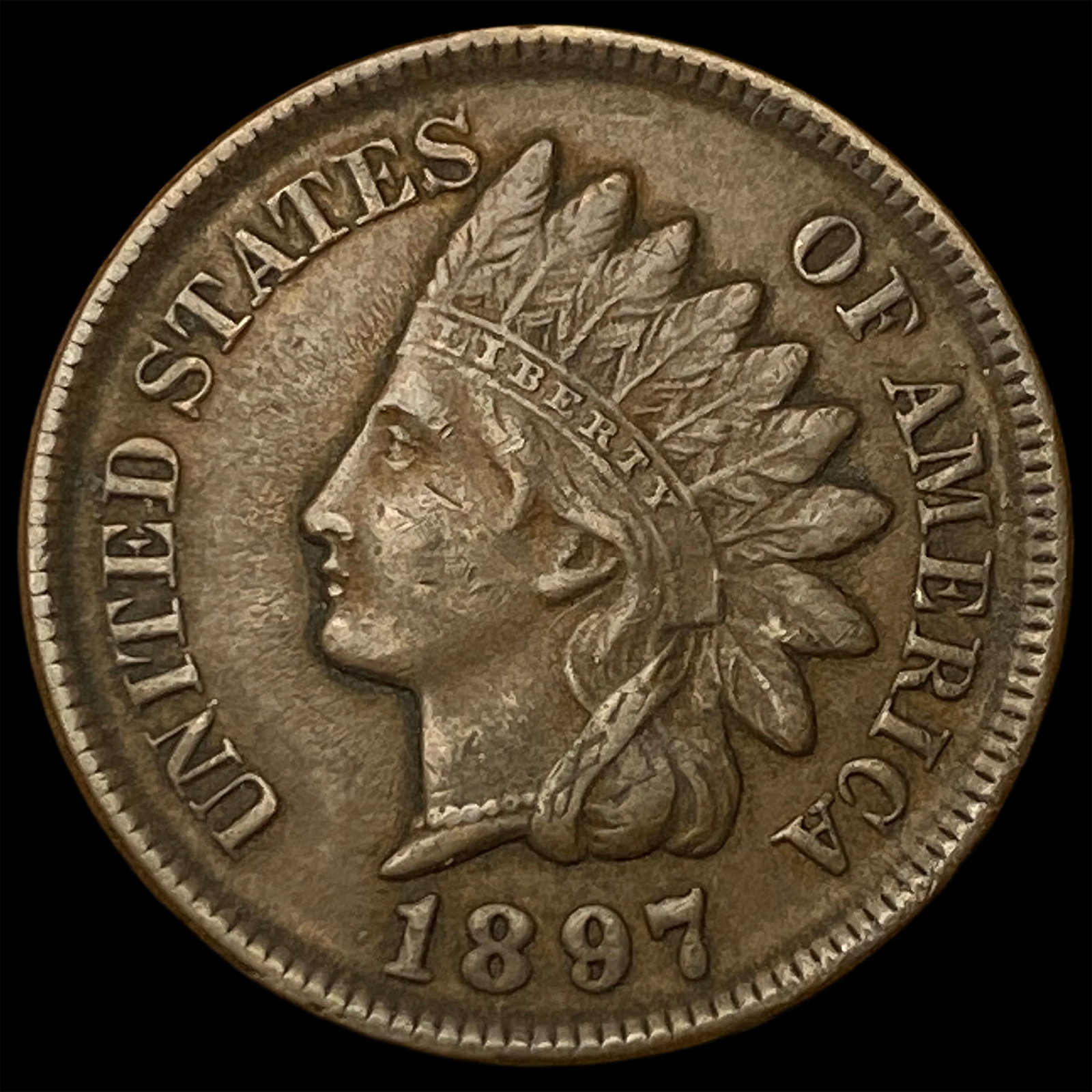 1897 Indian Head Cent (Engraved Reverse) LIGHTLY CIRCULATED: 1897 Indian Head Cent (Engraved Reverse) LIGHTLY CIRCULATED